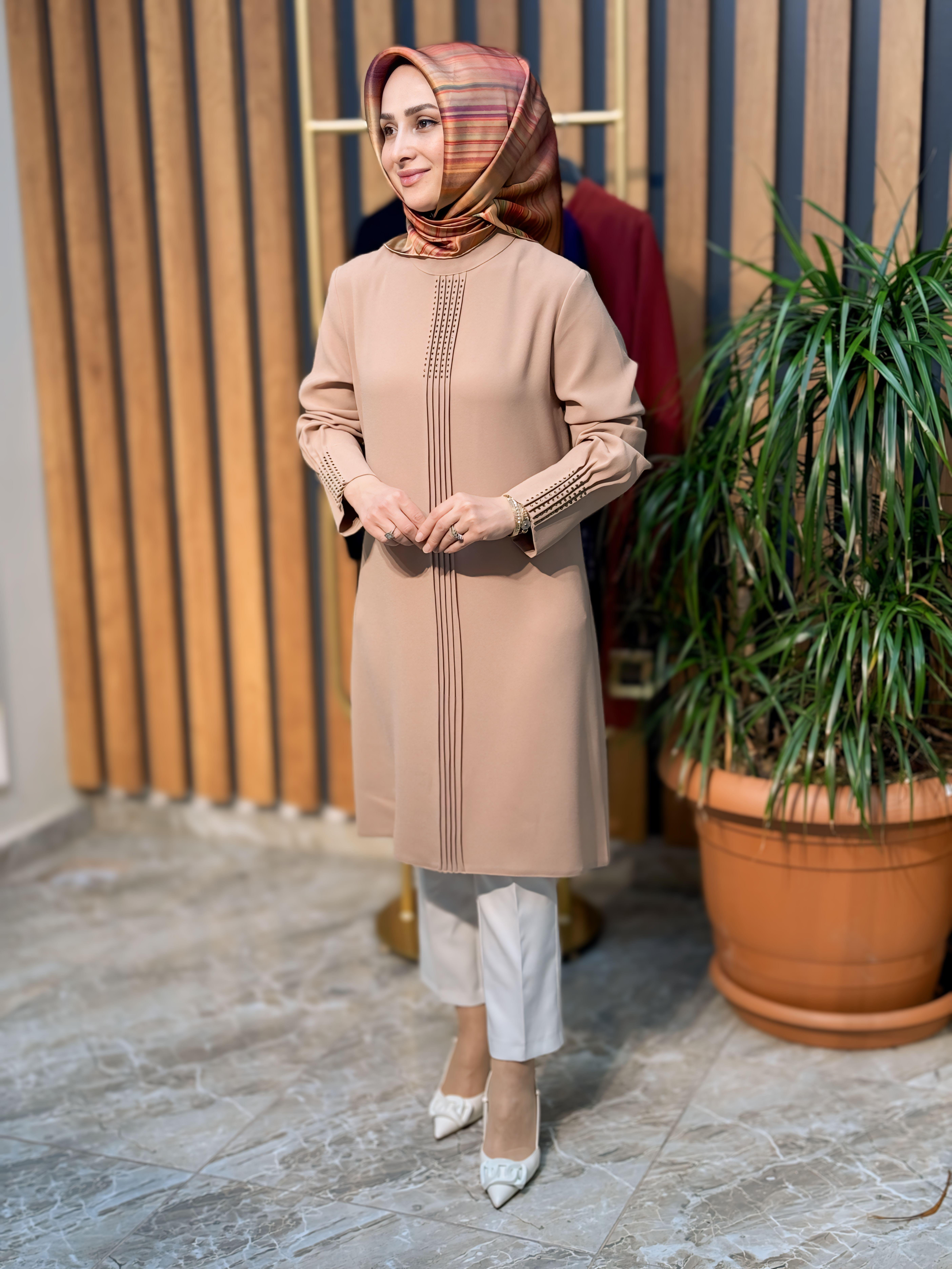 HAYA ÖN ÇIMALI TAŞLI TUNİK 1325