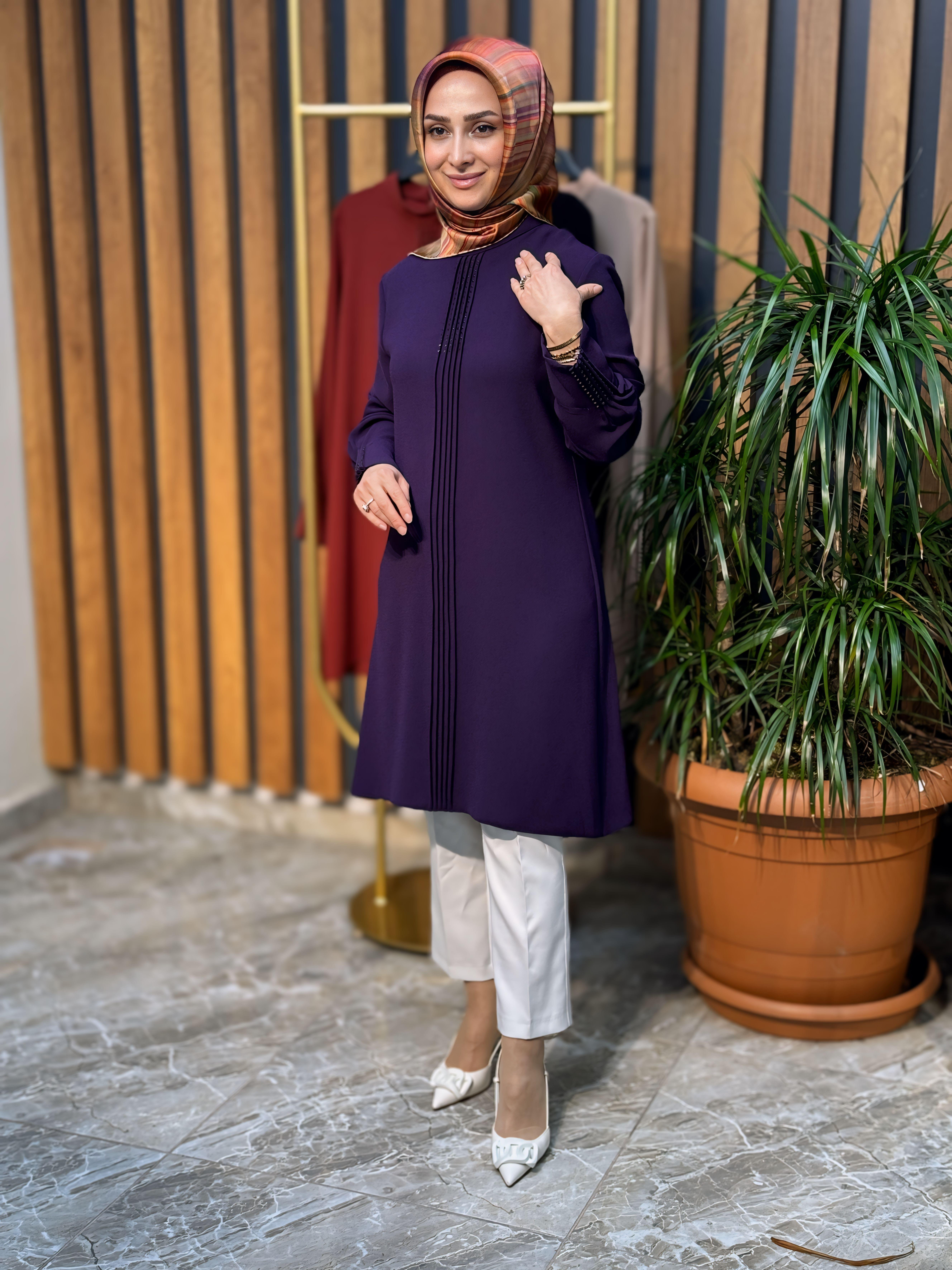 HAYA ÖN ÇIMALI TAŞLI TUNİK 1325