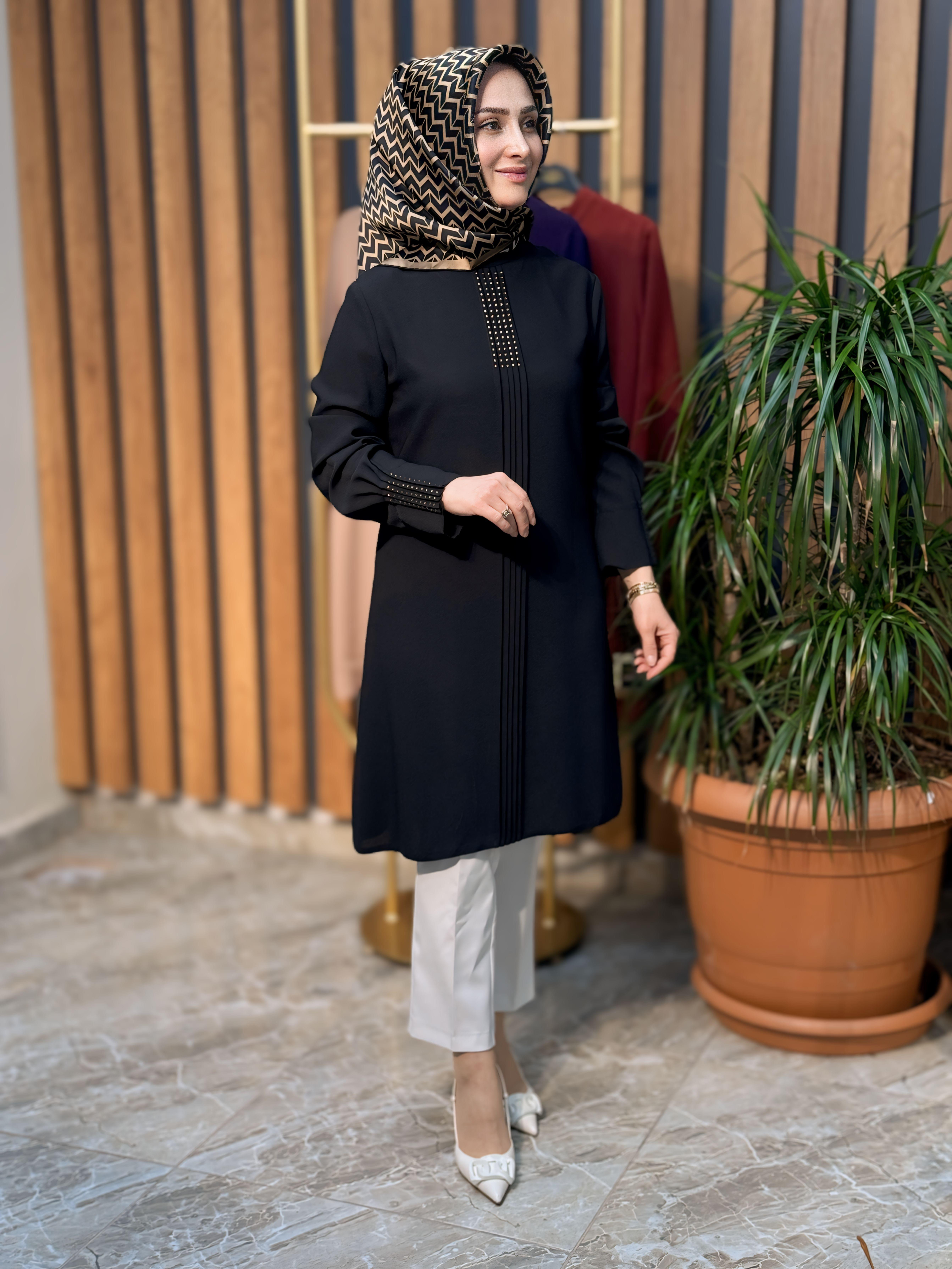 HAYA ÖN ÇIMALI TAŞLI TUNİK 1325