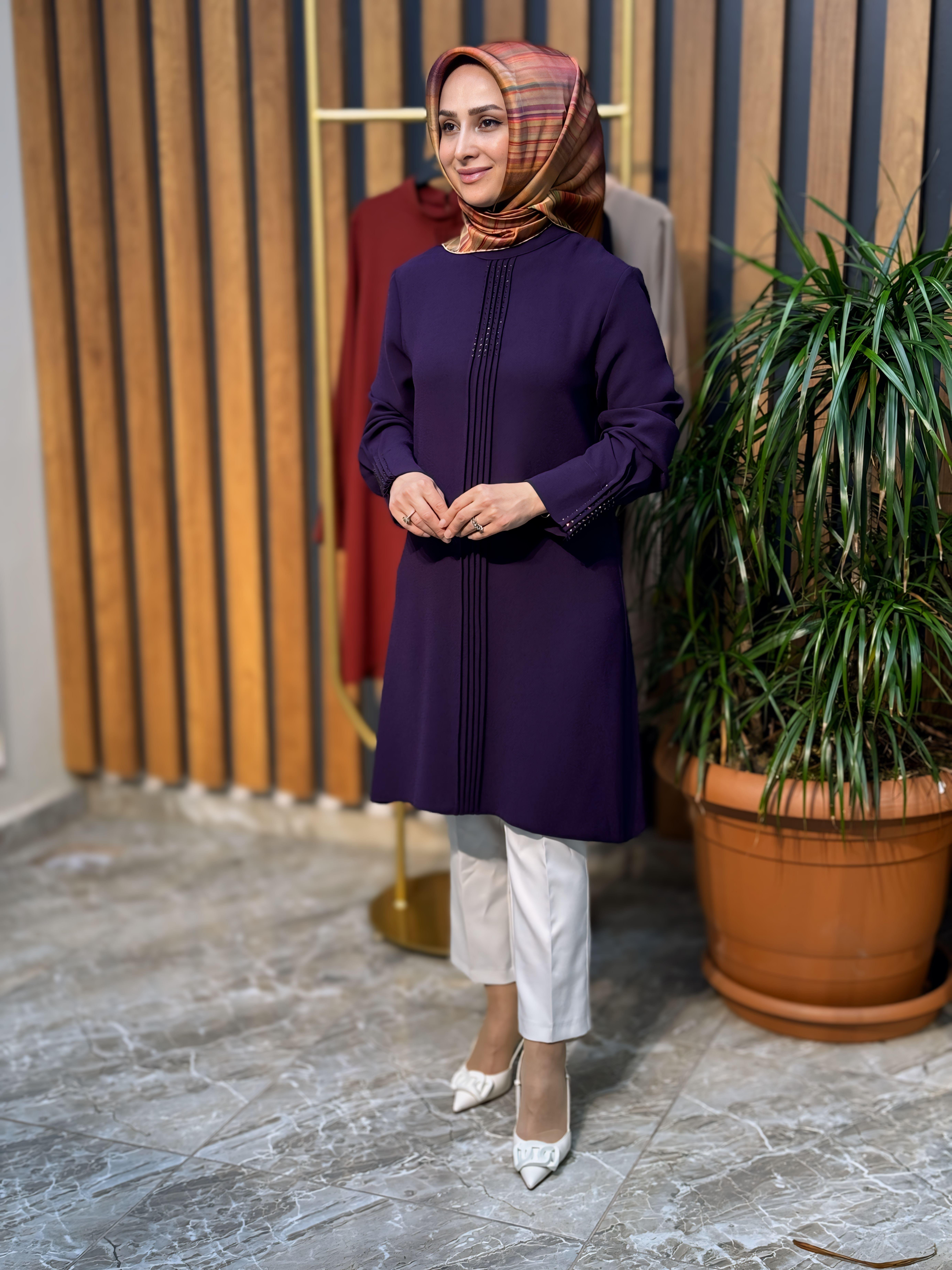 HAYA ÖN ÇIMALI TAŞLI TUNİK 1325
