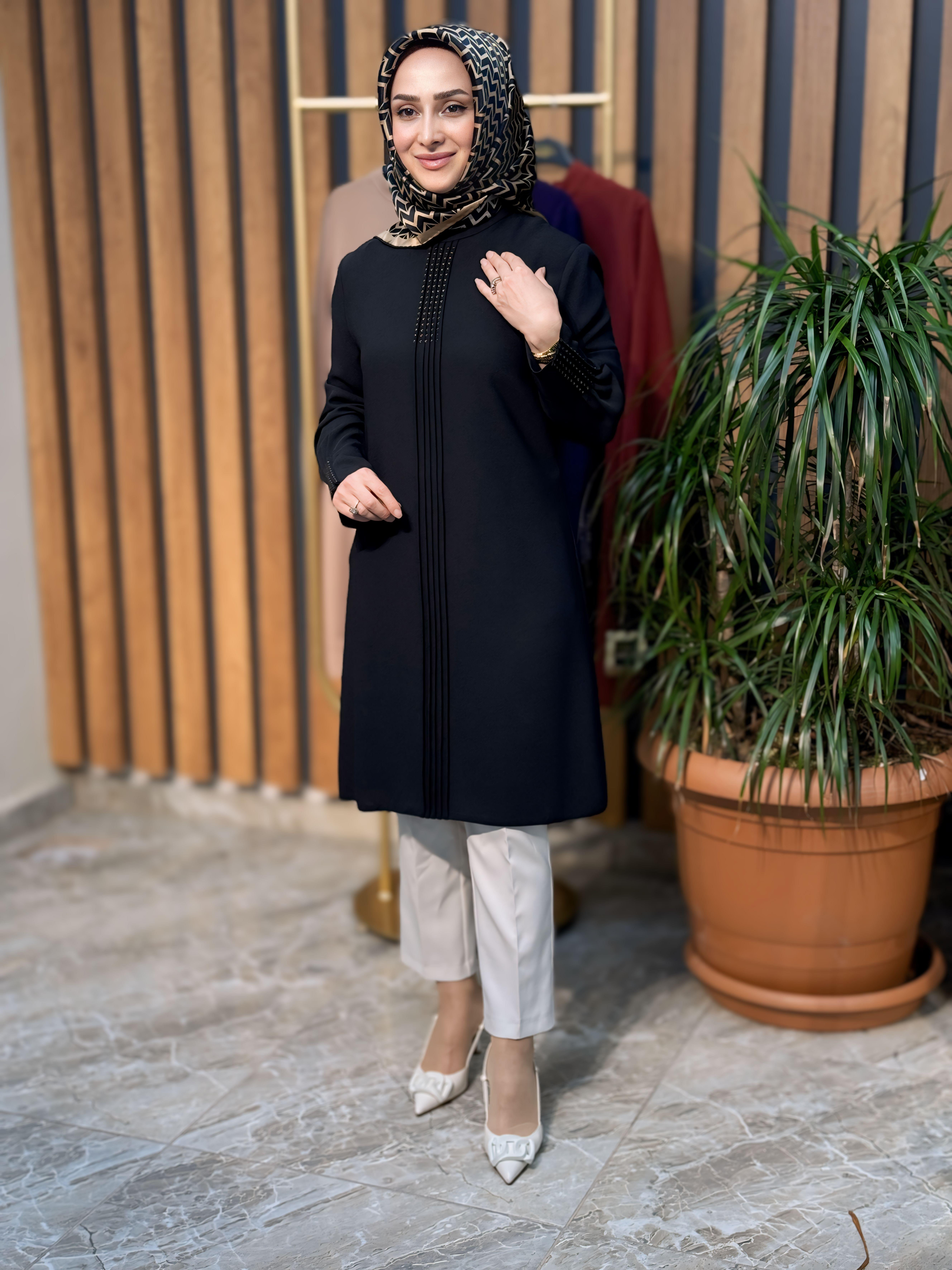 HAYA ÖN ÇIMALI TAŞLI TUNİK 1325