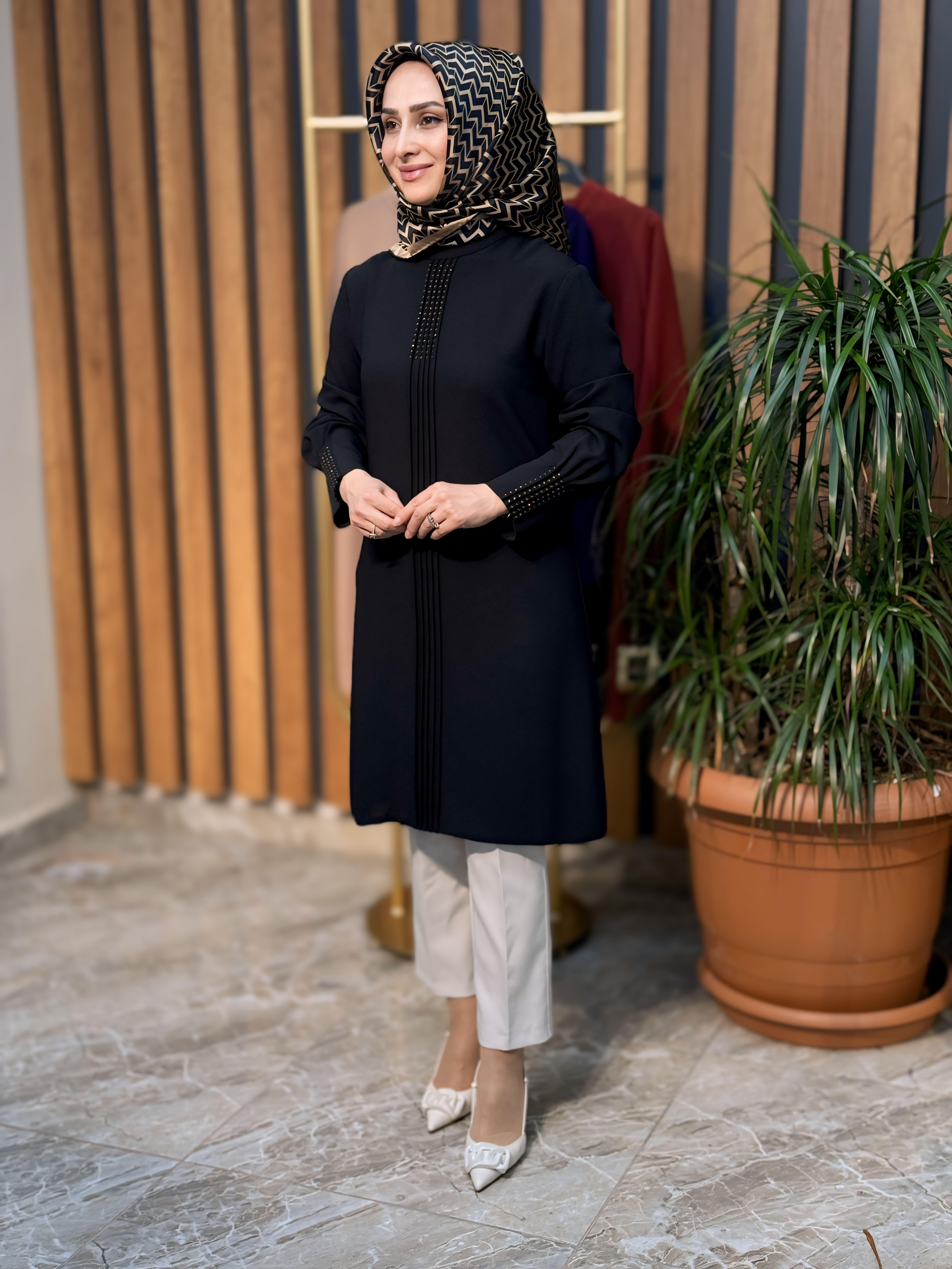 HAYA ÖN ÇIMALI TAŞLI TUNİK 1325
