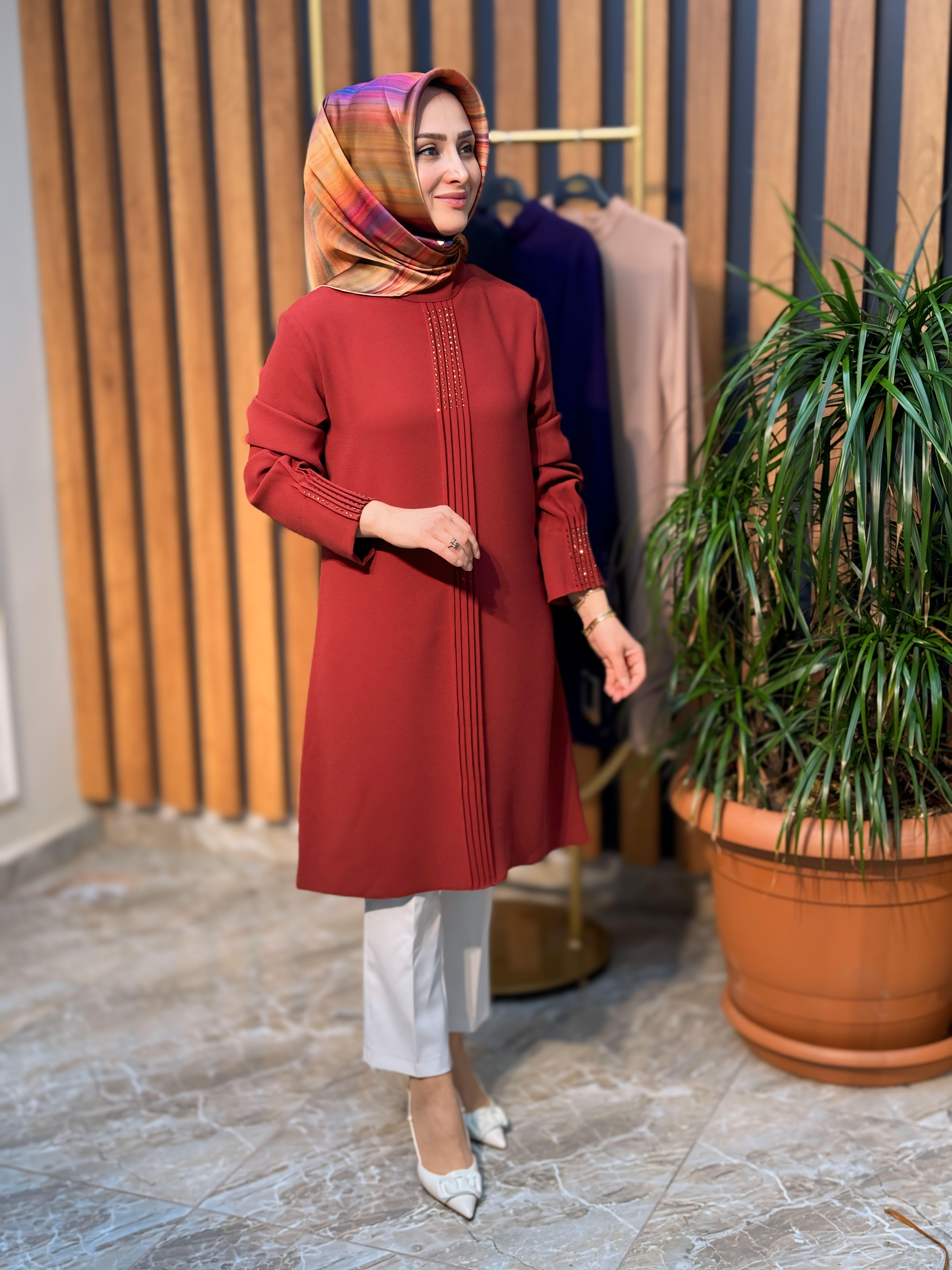 HAYA ÖN ÇIMALI TAŞLI TUNİK 1325