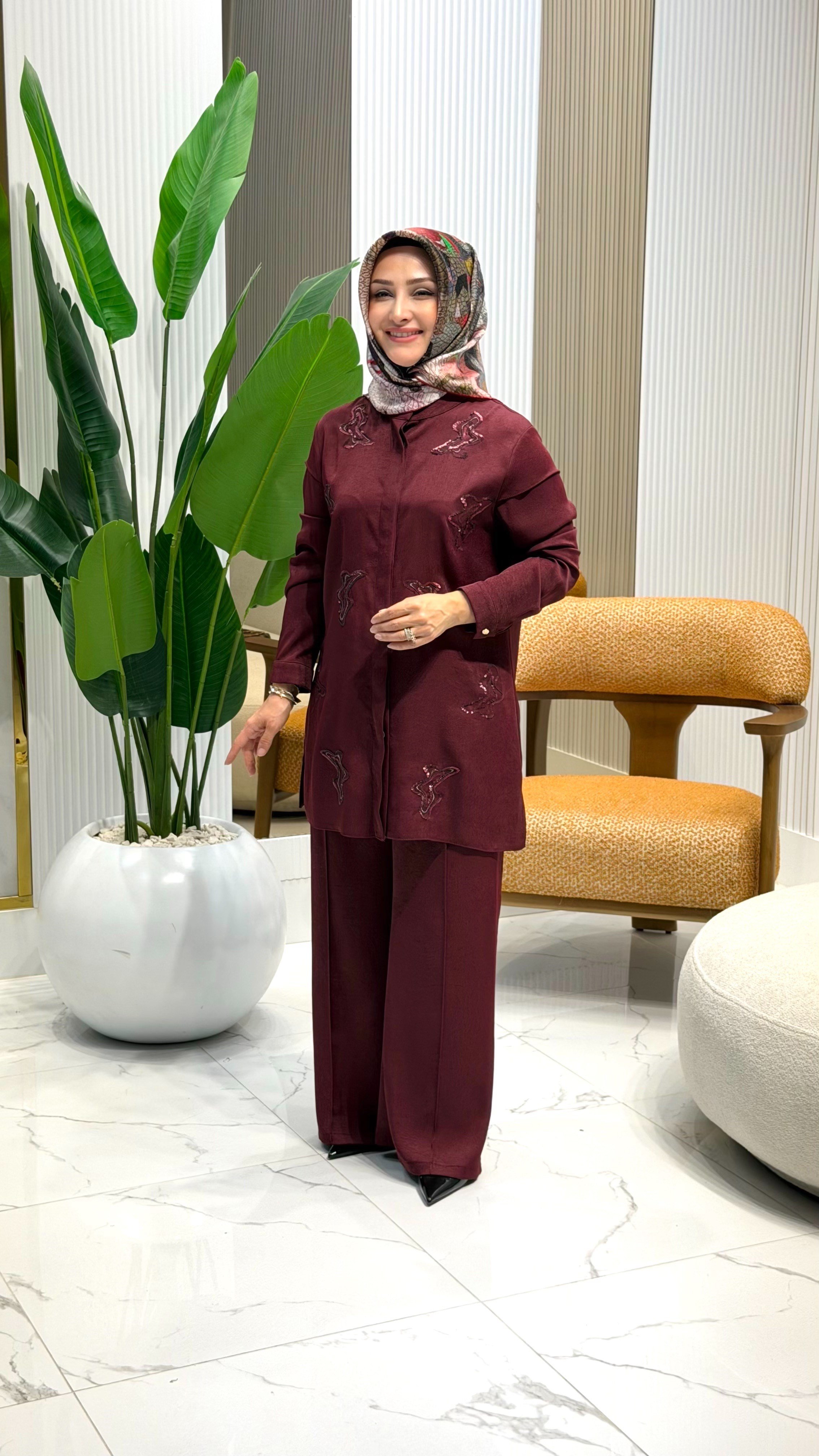 HAYA PUL PAYET DETAYLI TAKIM BORDO 1739
