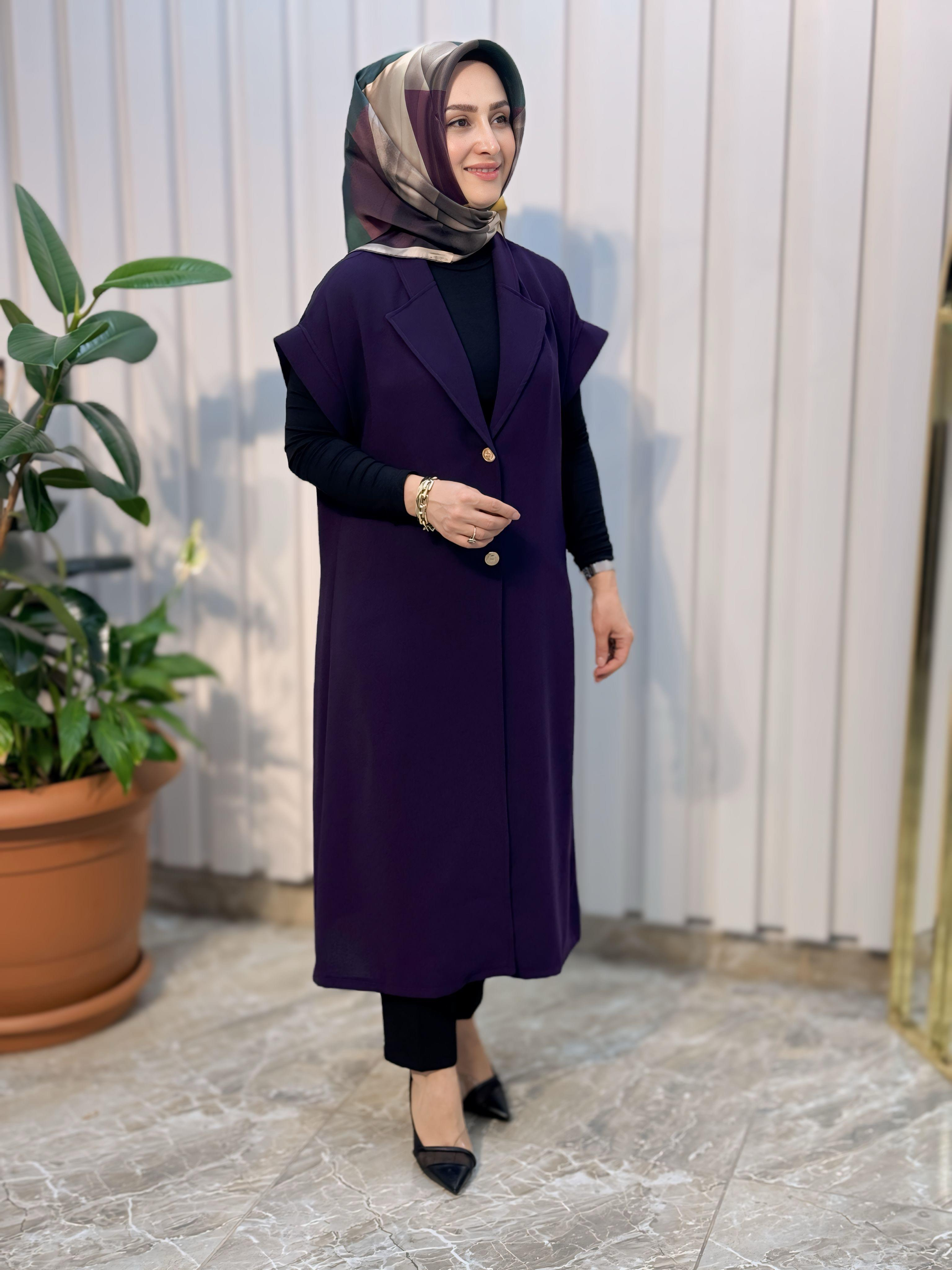 HAYA SENTİ UZUN DÜĞMELİ YELEK -1313