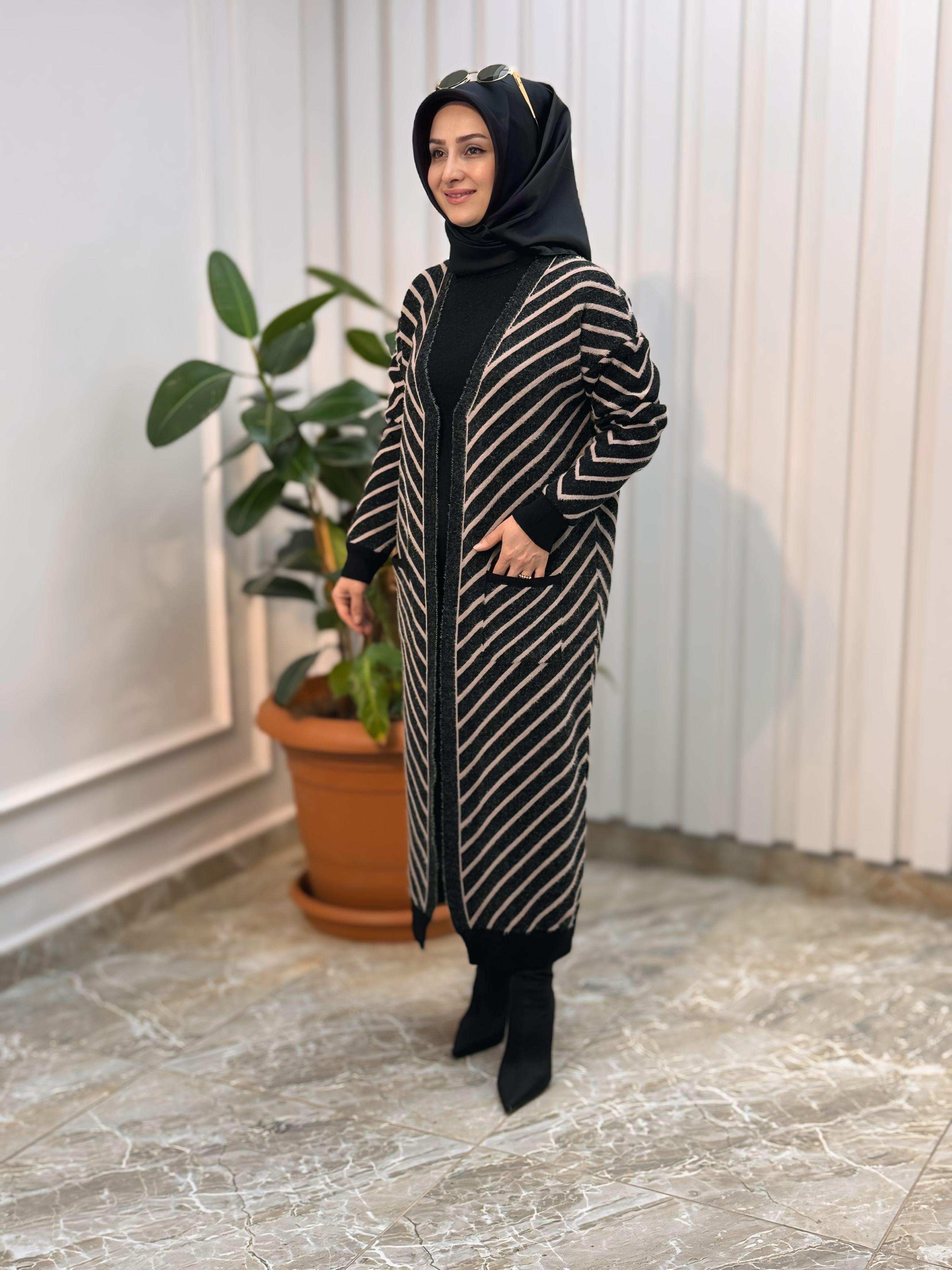 KADO ÇİZGİLİ V DESENLİ HIRKA 3188