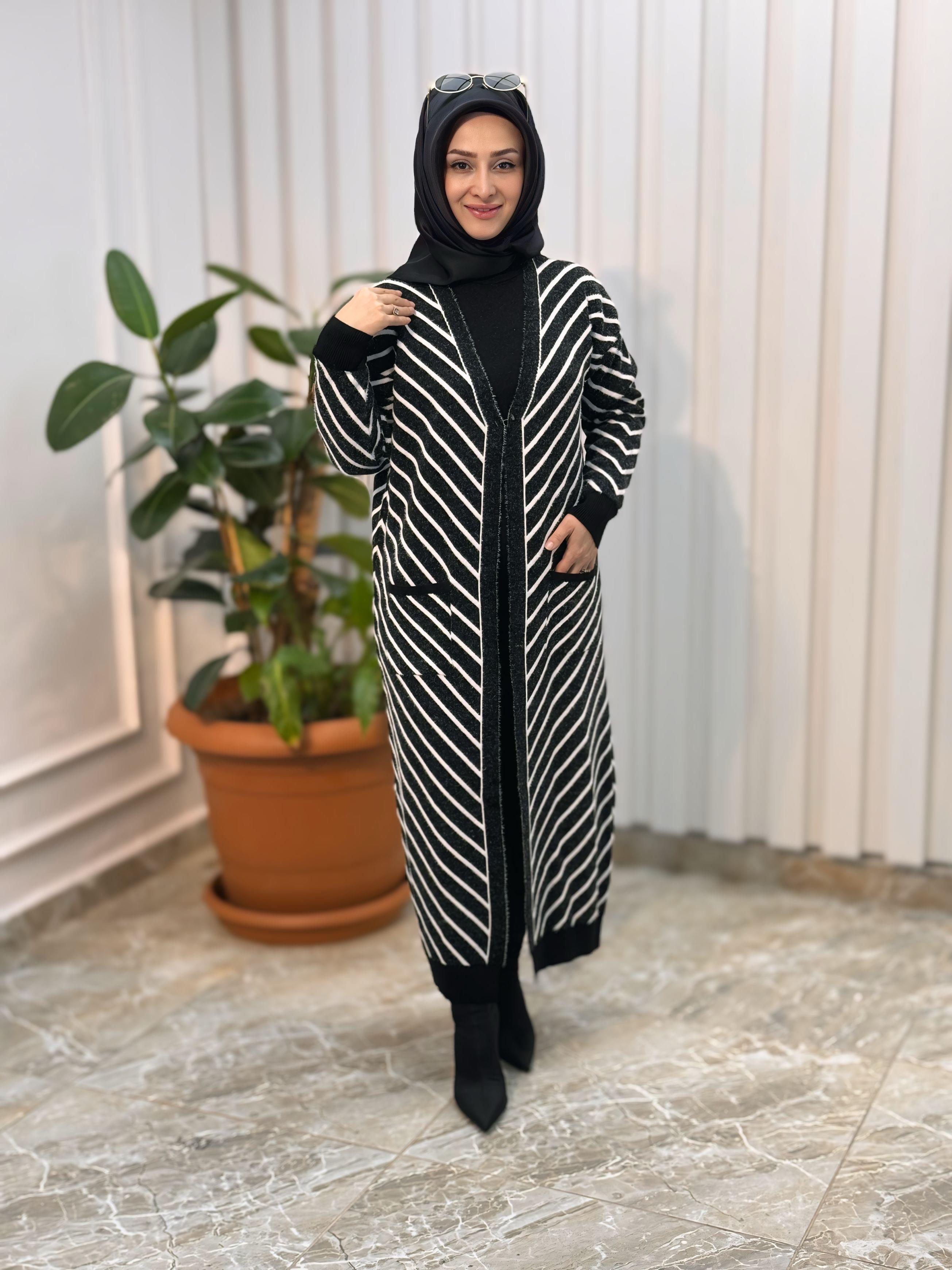 KADO ÇİZGİLİ V DESENLİ HIRKA 3188