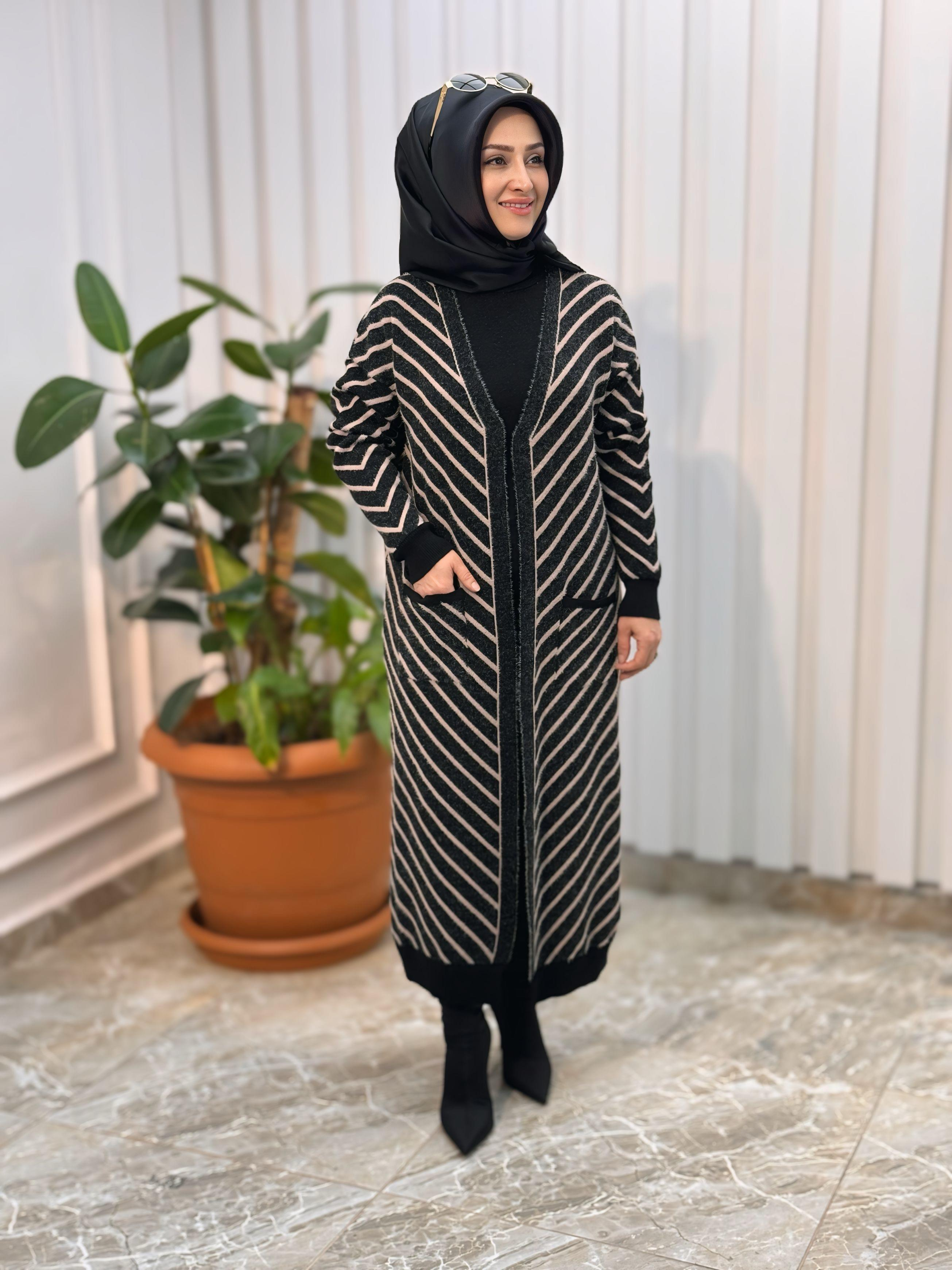 KADO ÇİZGİLİ V DESENLİ HIRKA 3188