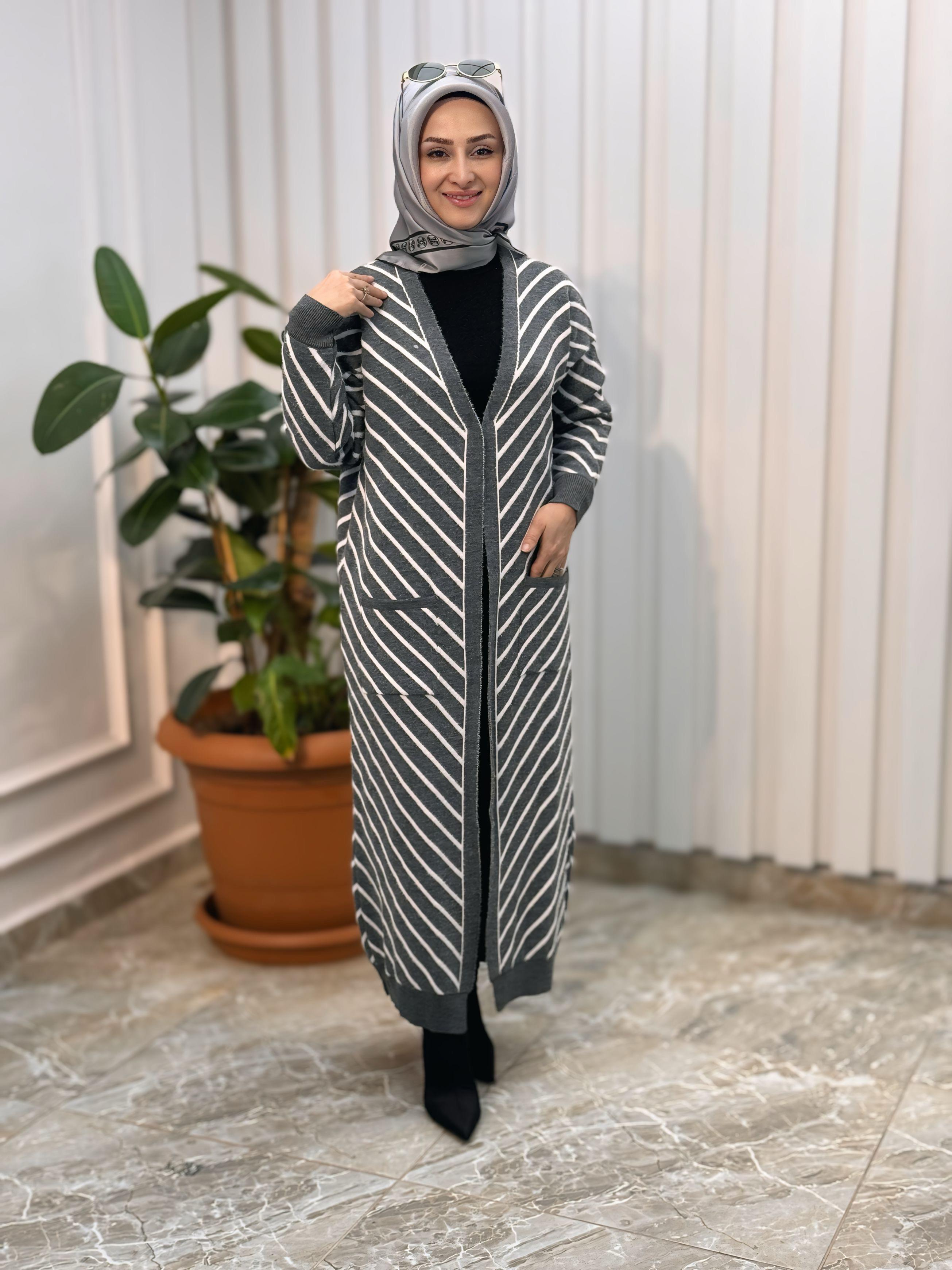 KADO ÇİZGİLİ V DESENLİ HIRKA 3188