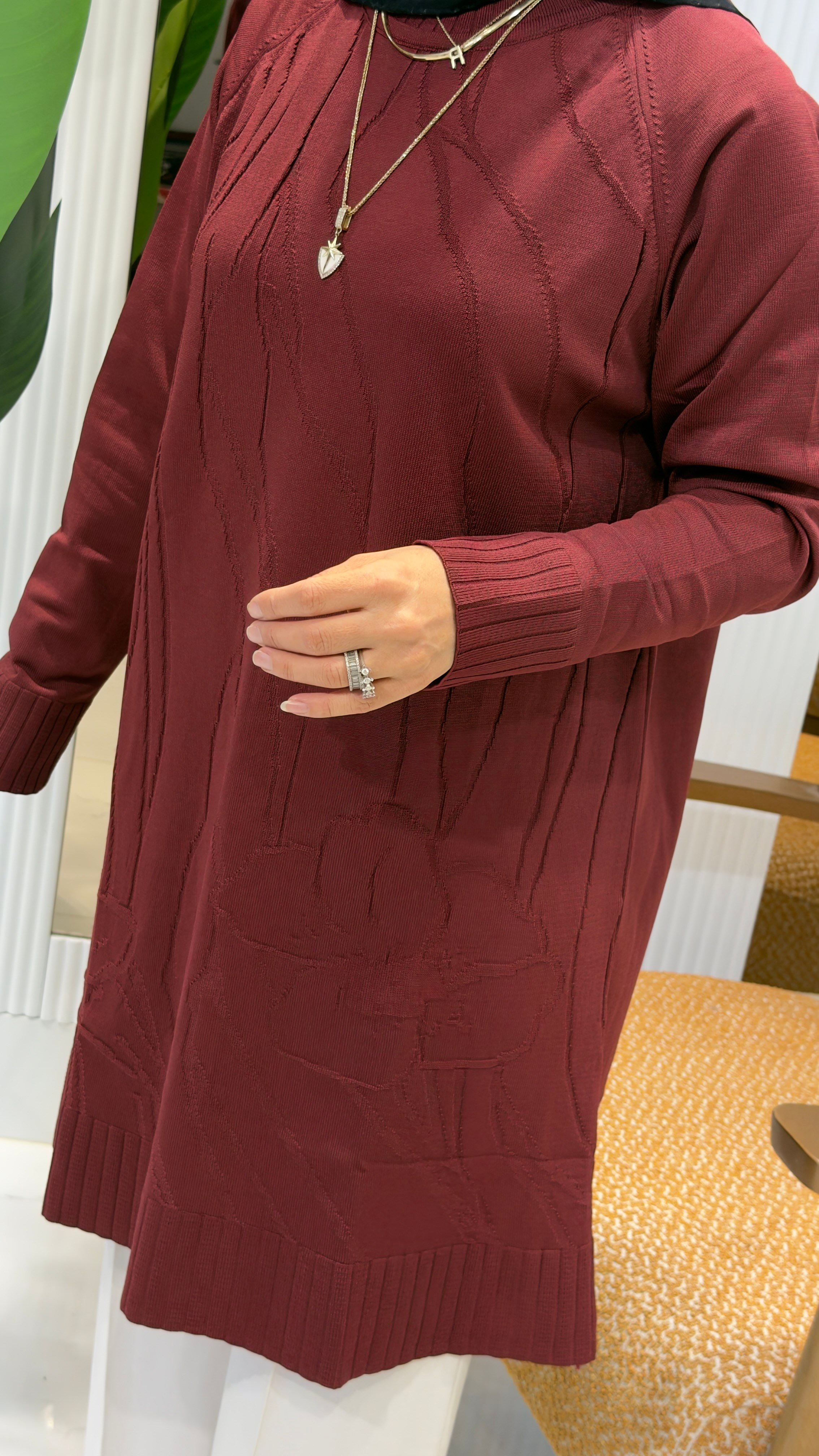 KADO KABARTMA ÇİÇEK DESENLİ TUNİK BORDO- 2725103