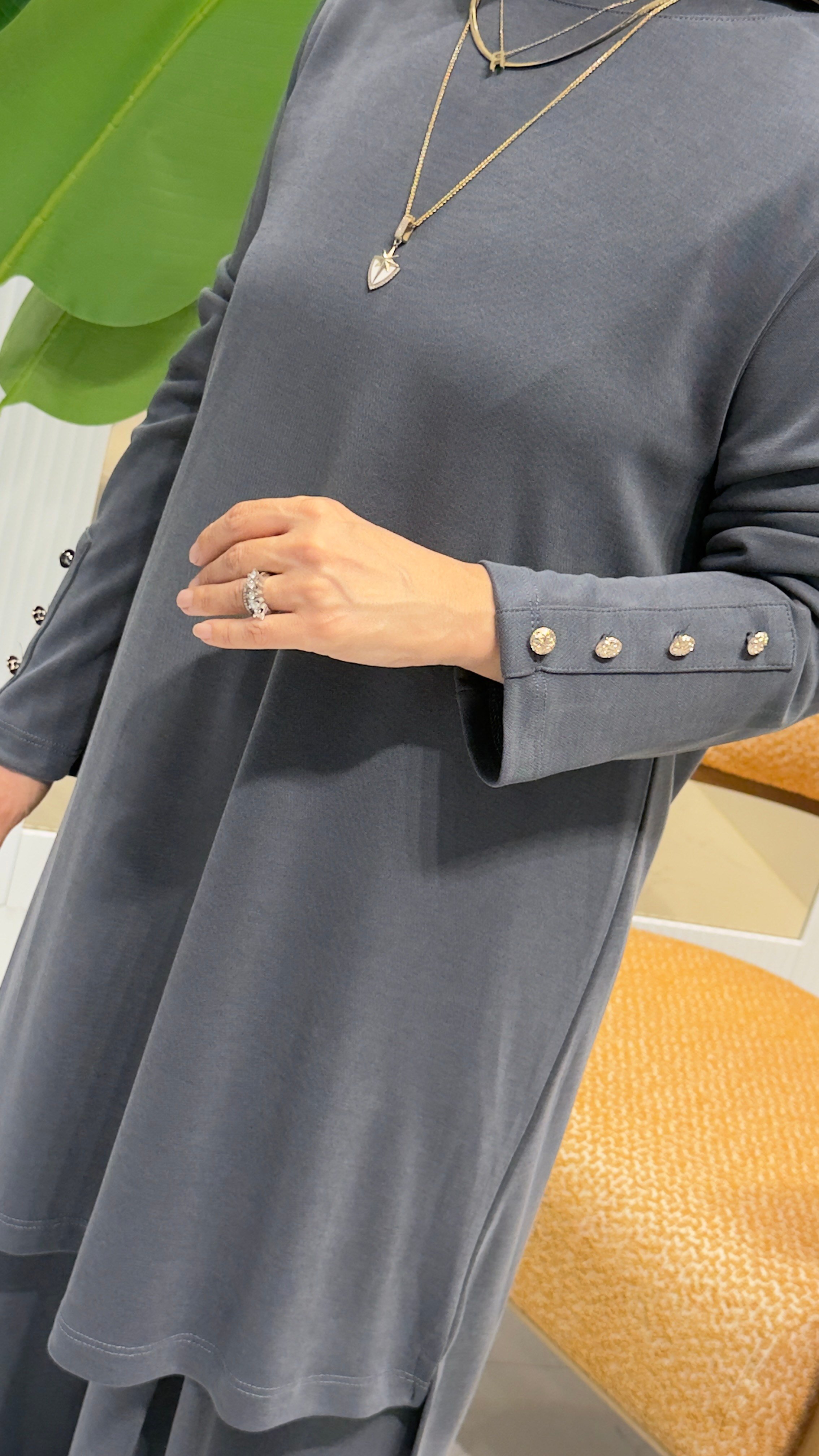 KADO KOLLARI DÜĞME DETAYLI ETEK PANTOLONLU TAKIM ANTRASİT - 268574