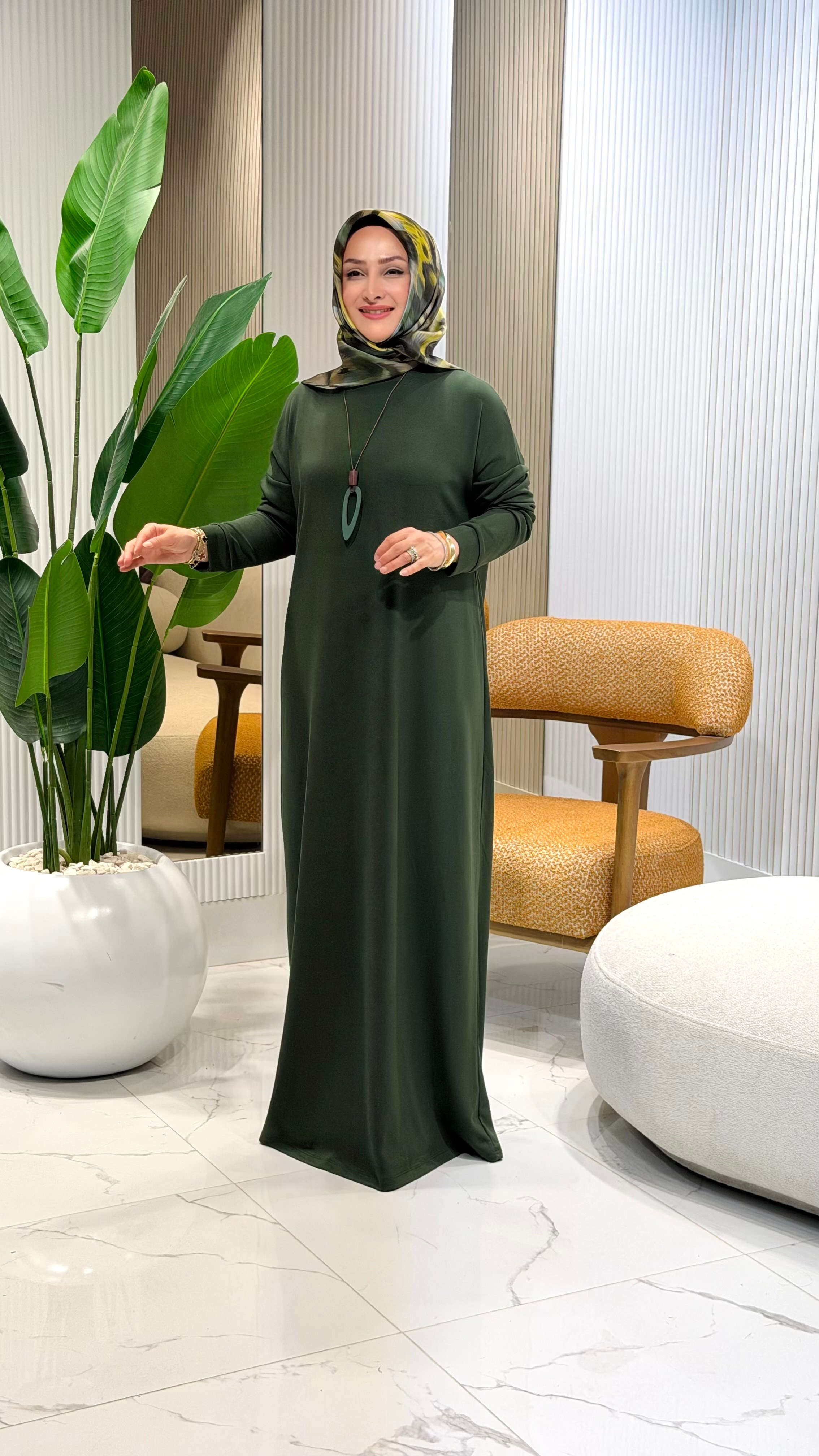 KADO KOLYELİ UZUN ELBİSE 268498-HAKİ