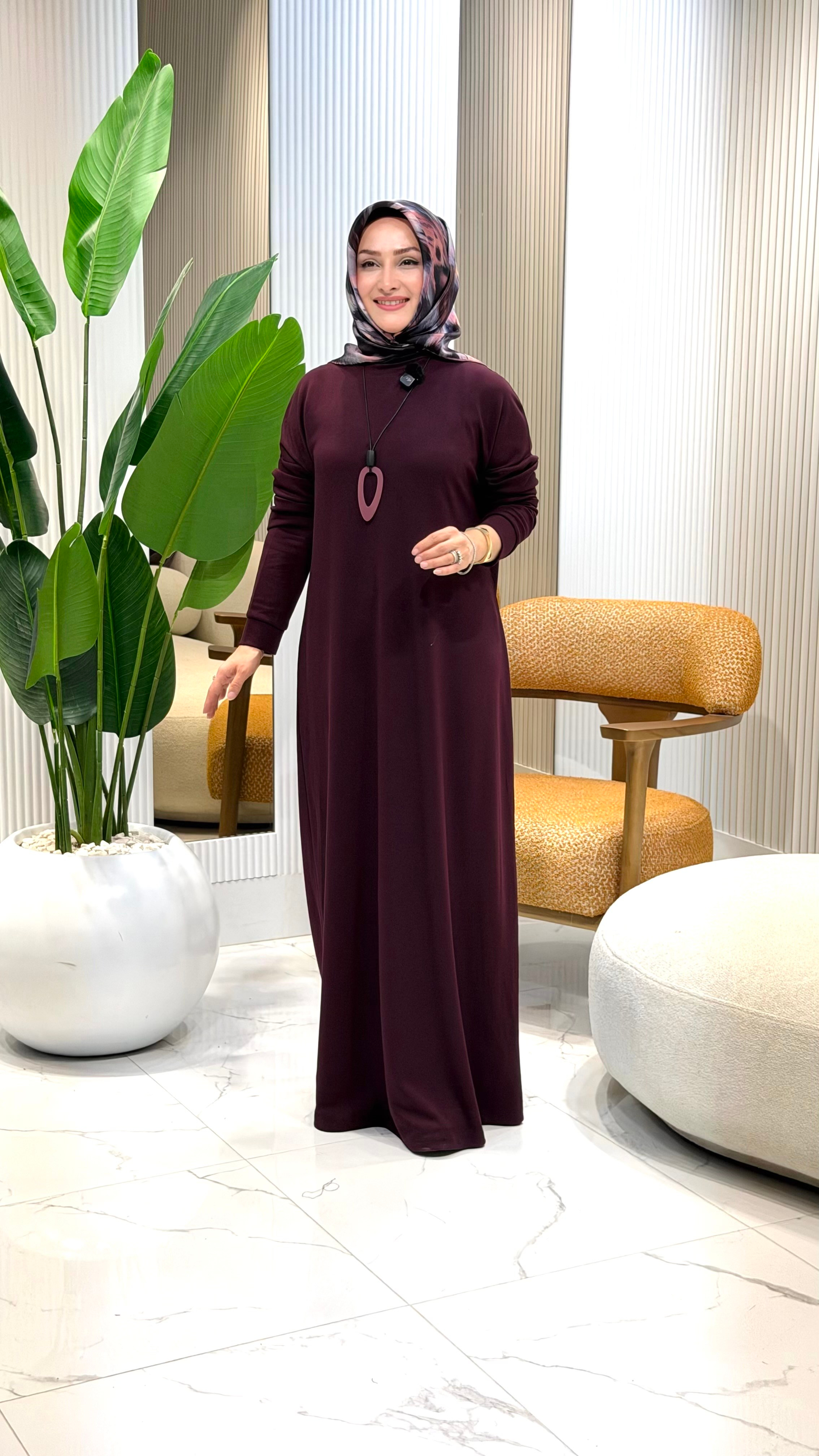 KADO KOLYELİ UZUN ELBİSE 268498-MÜRDÜM