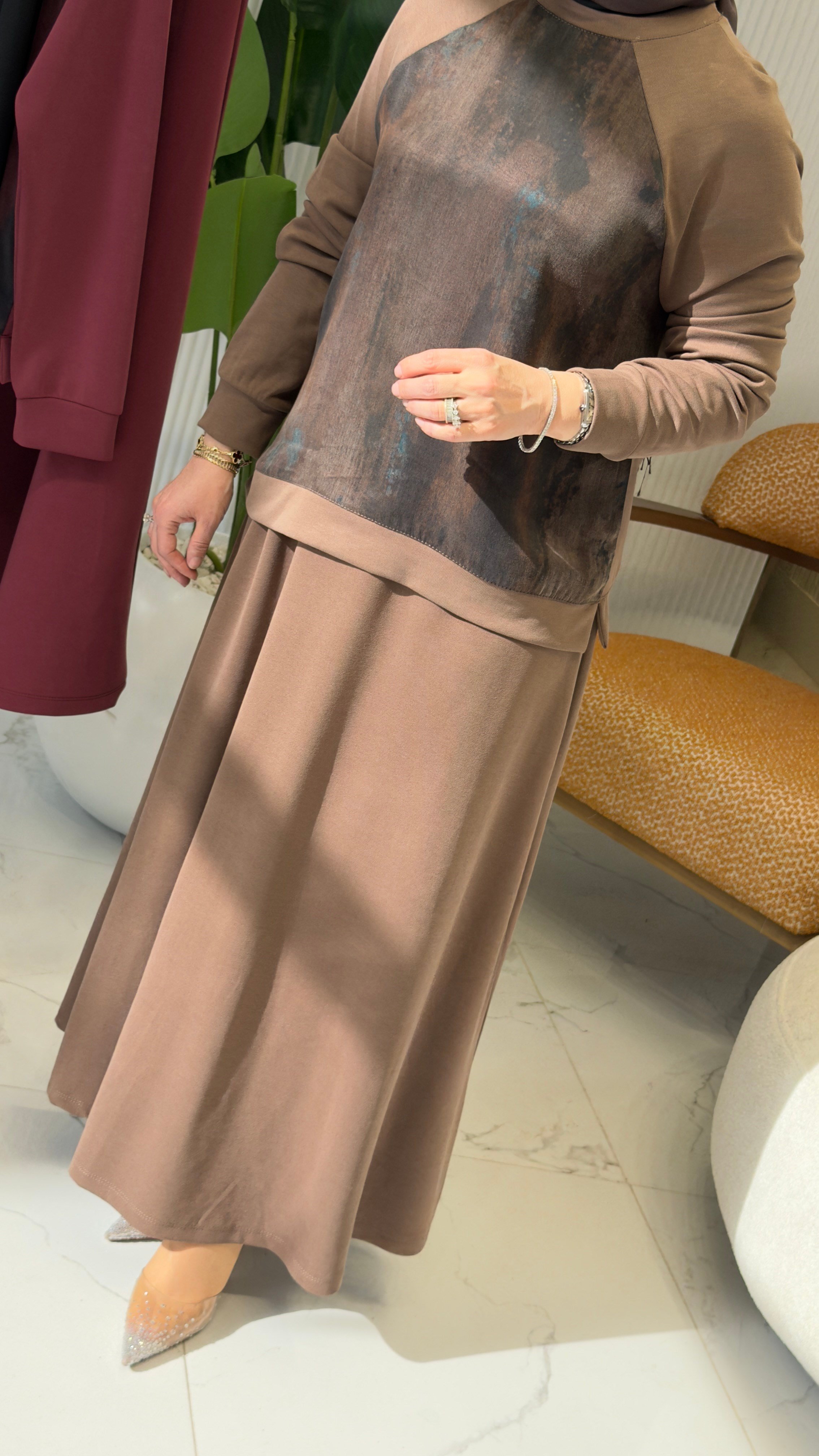 KADO KUPRA DETAYLI ETEKLİ TAKIM KAHVE-262924