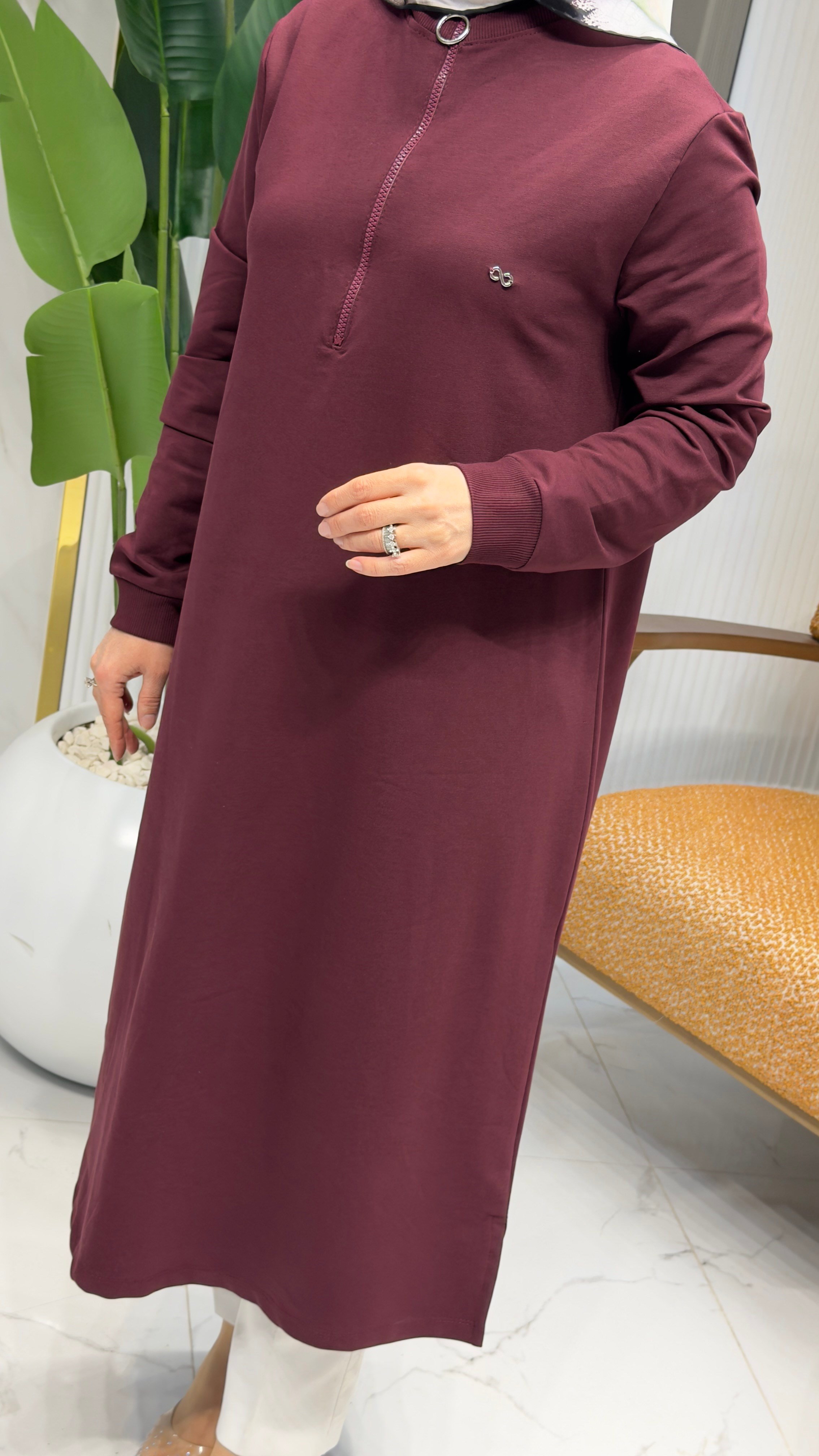 KADO ÖN YARIM FERMUARLI TUNİK BORDO- 2322