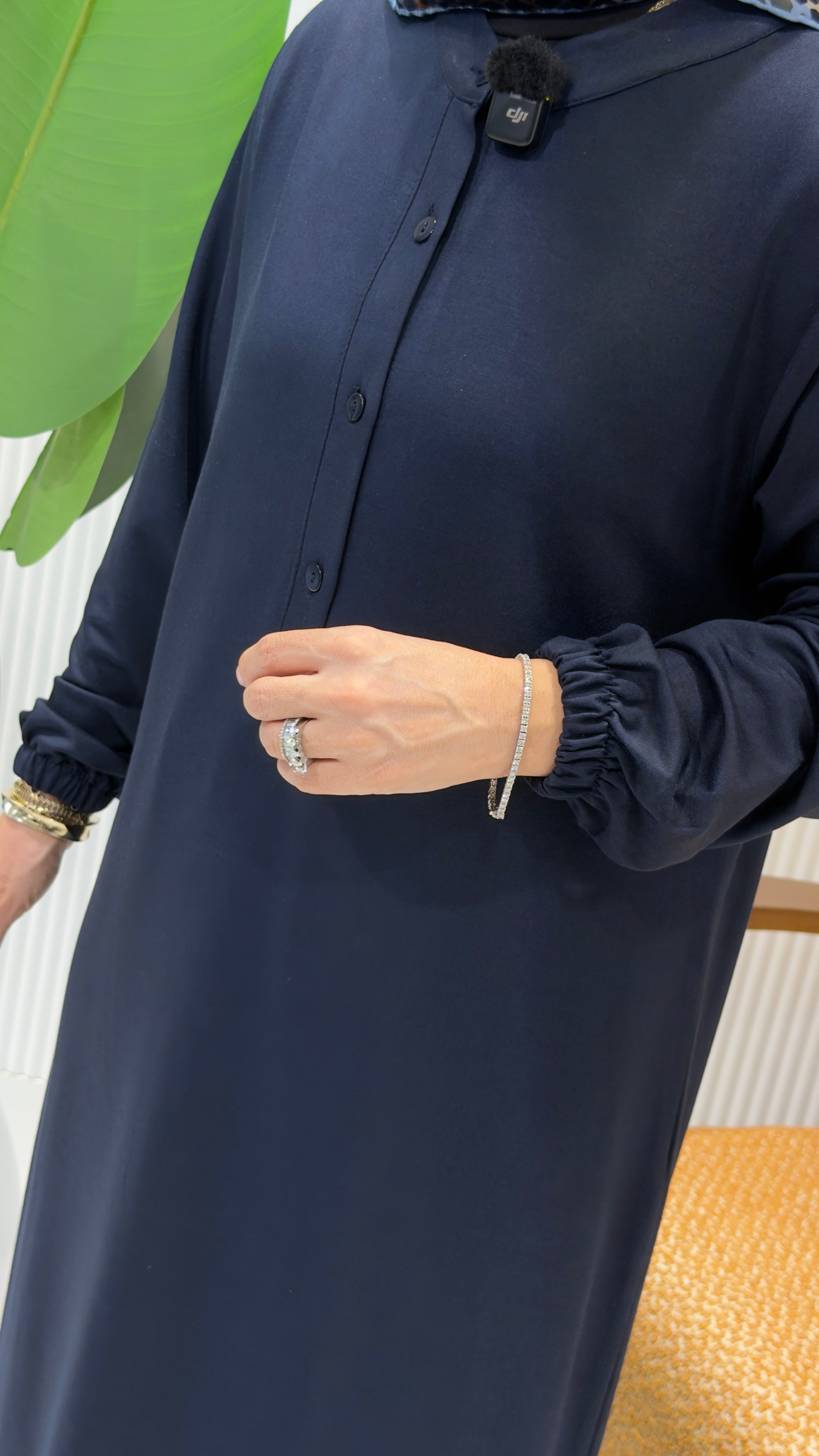KADO ÖNÜ YARIM DÜĞMELİ KOL RİBANALI PANTOLONLU TAKIM LACİVERT- 268186