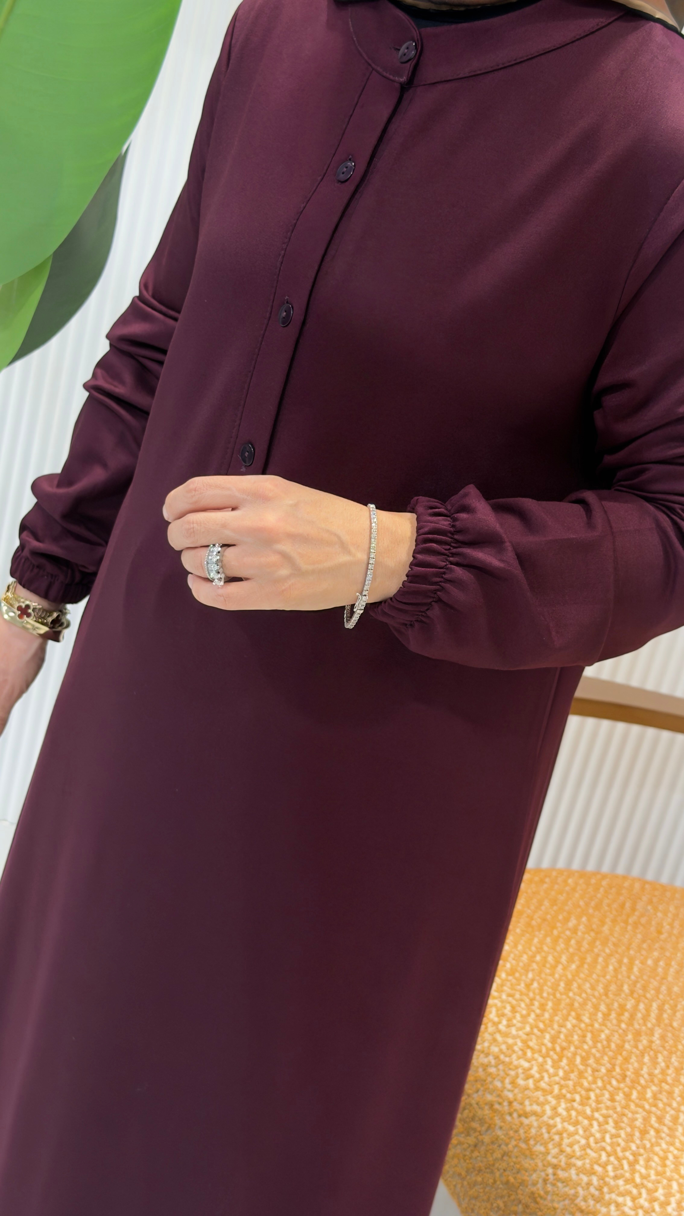 KADO ÖNÜ YARIM DÜĞMELİ KOL RİBANALI PANTOLONLU TAKIM MÜRDÜM- 268186
