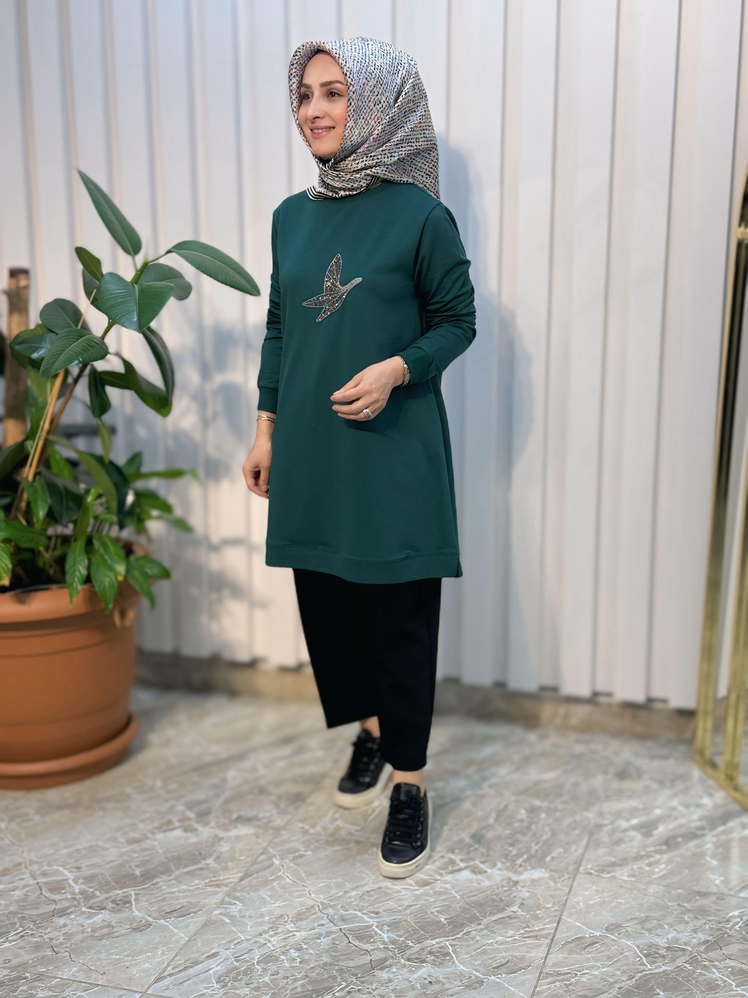 KADO TAŞLI SIFIR YAKA TUNİK- 9103