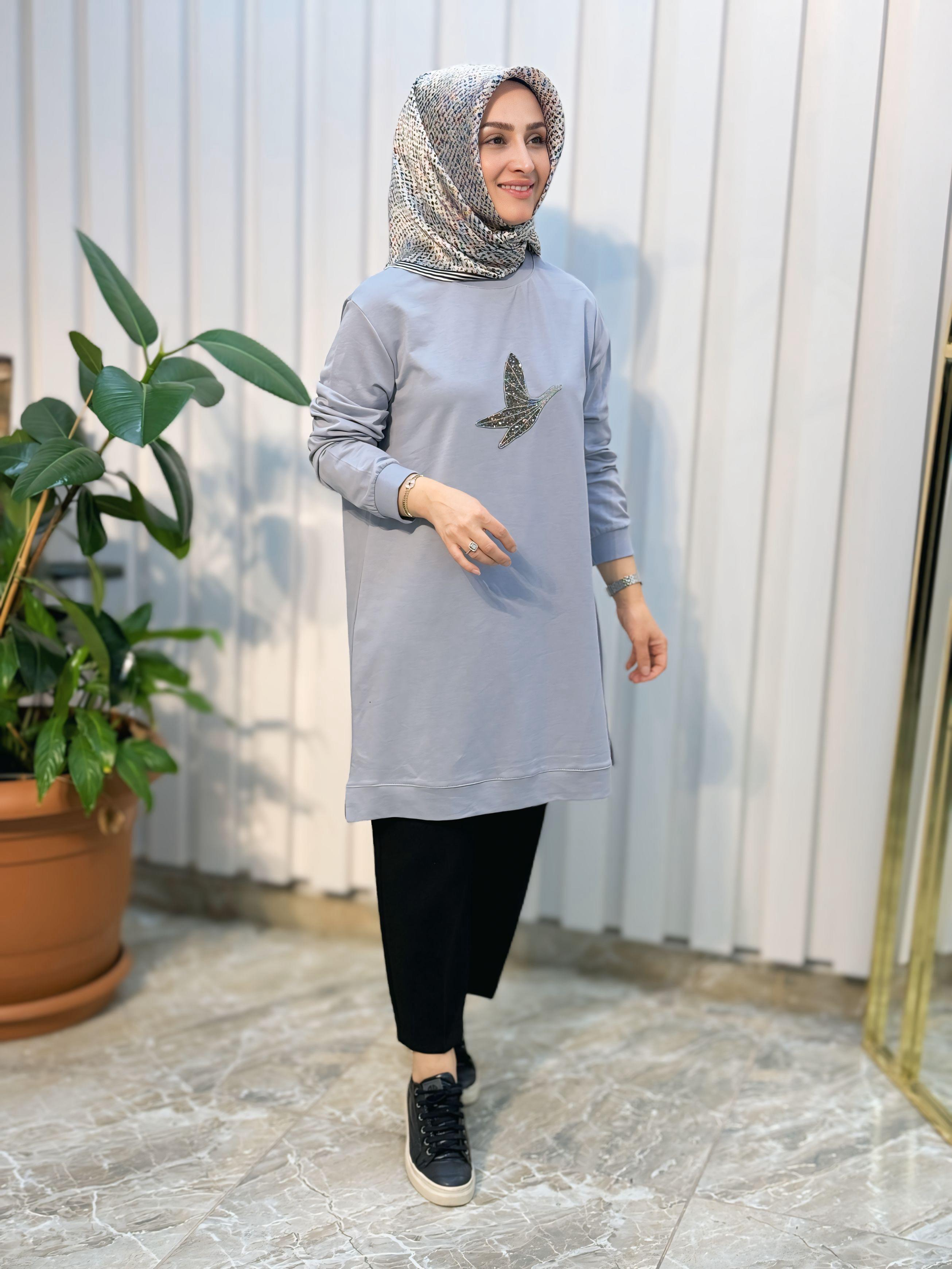 KADO TAŞLI SIFIR YAKA TUNİK- 9103
