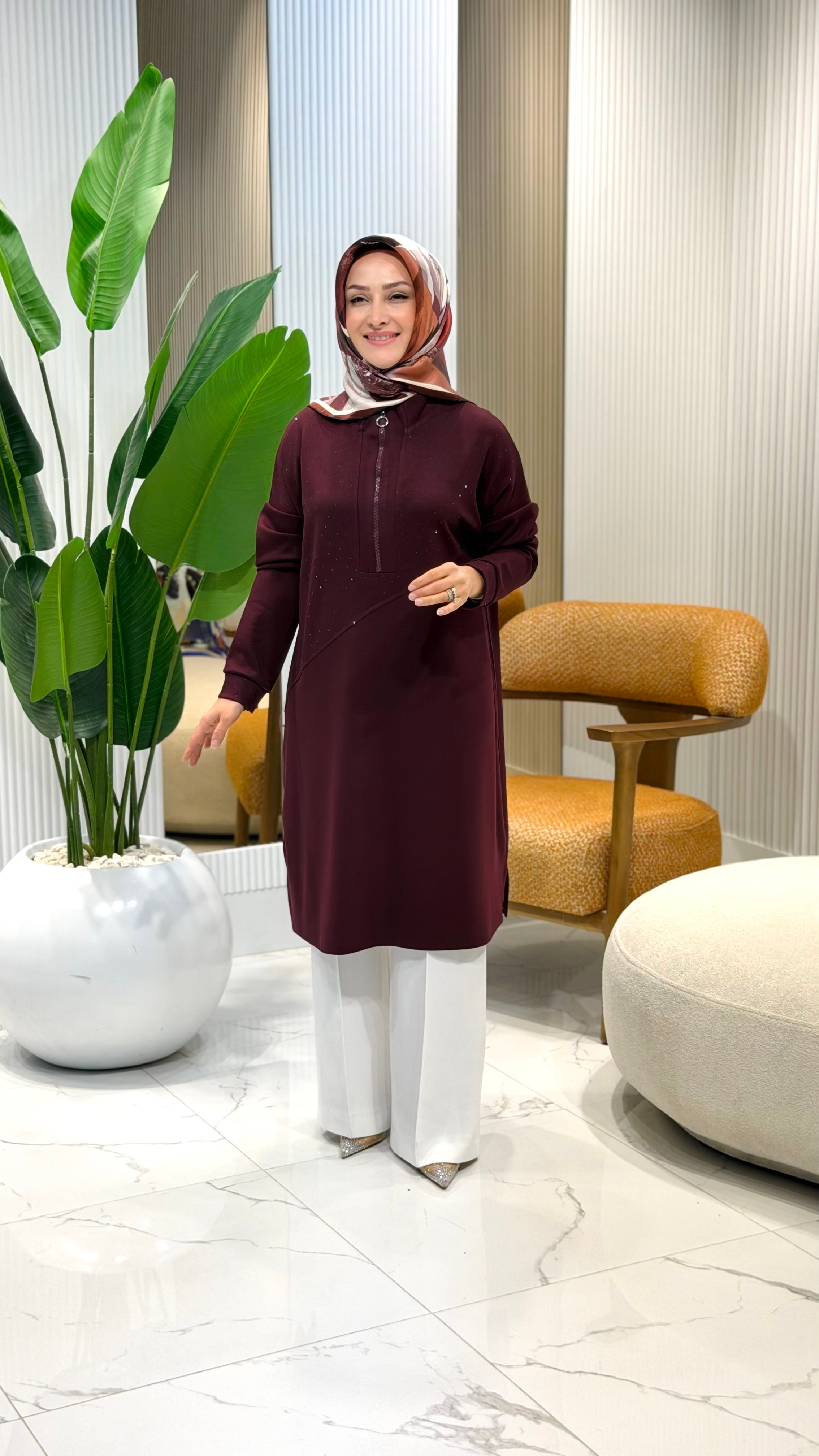 KADO TAŞLI UZUN TUNİK 268530 - BORDO