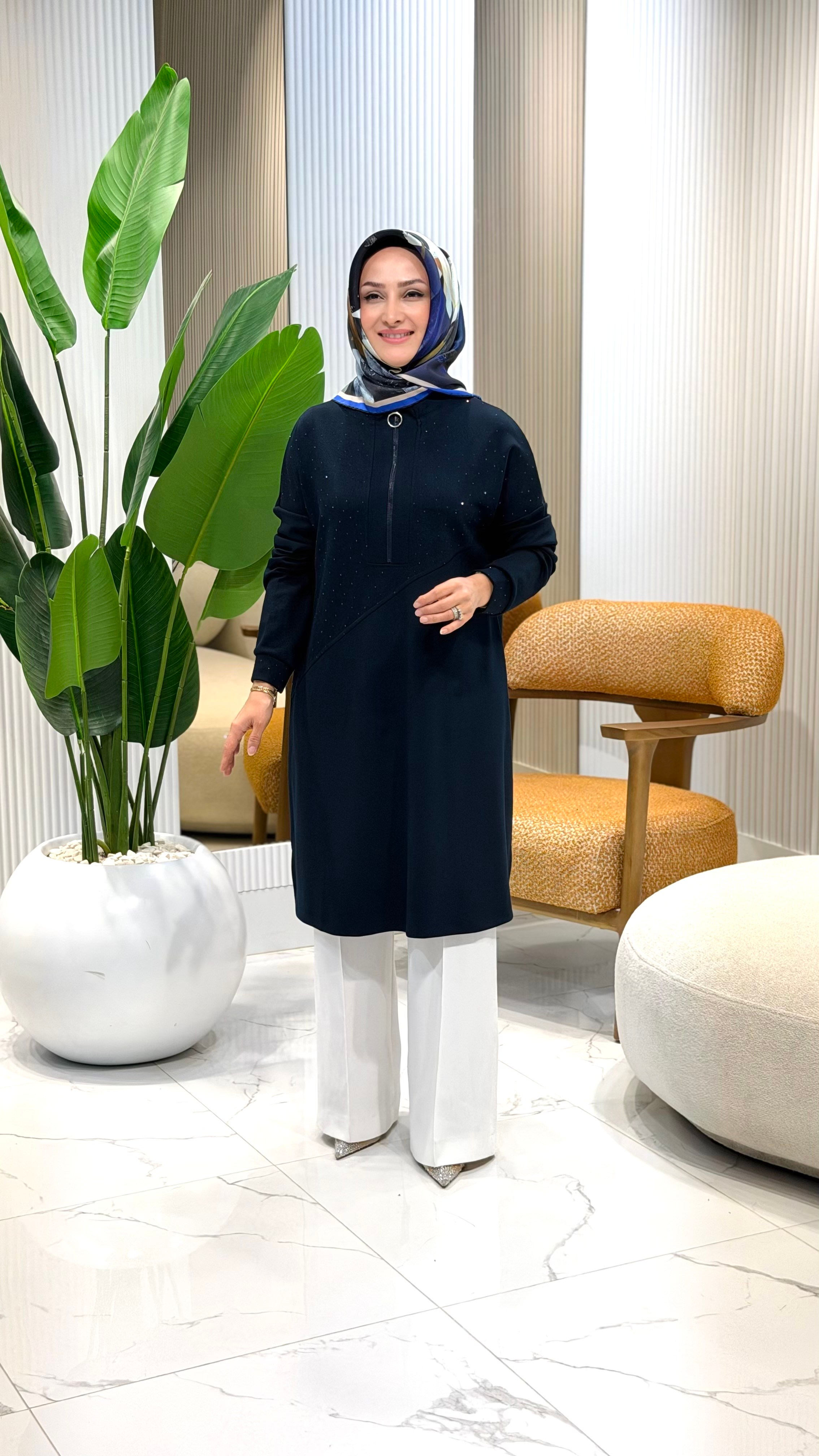 KADO TAŞLI UZUN TUNİK 268530 - LACİVERT