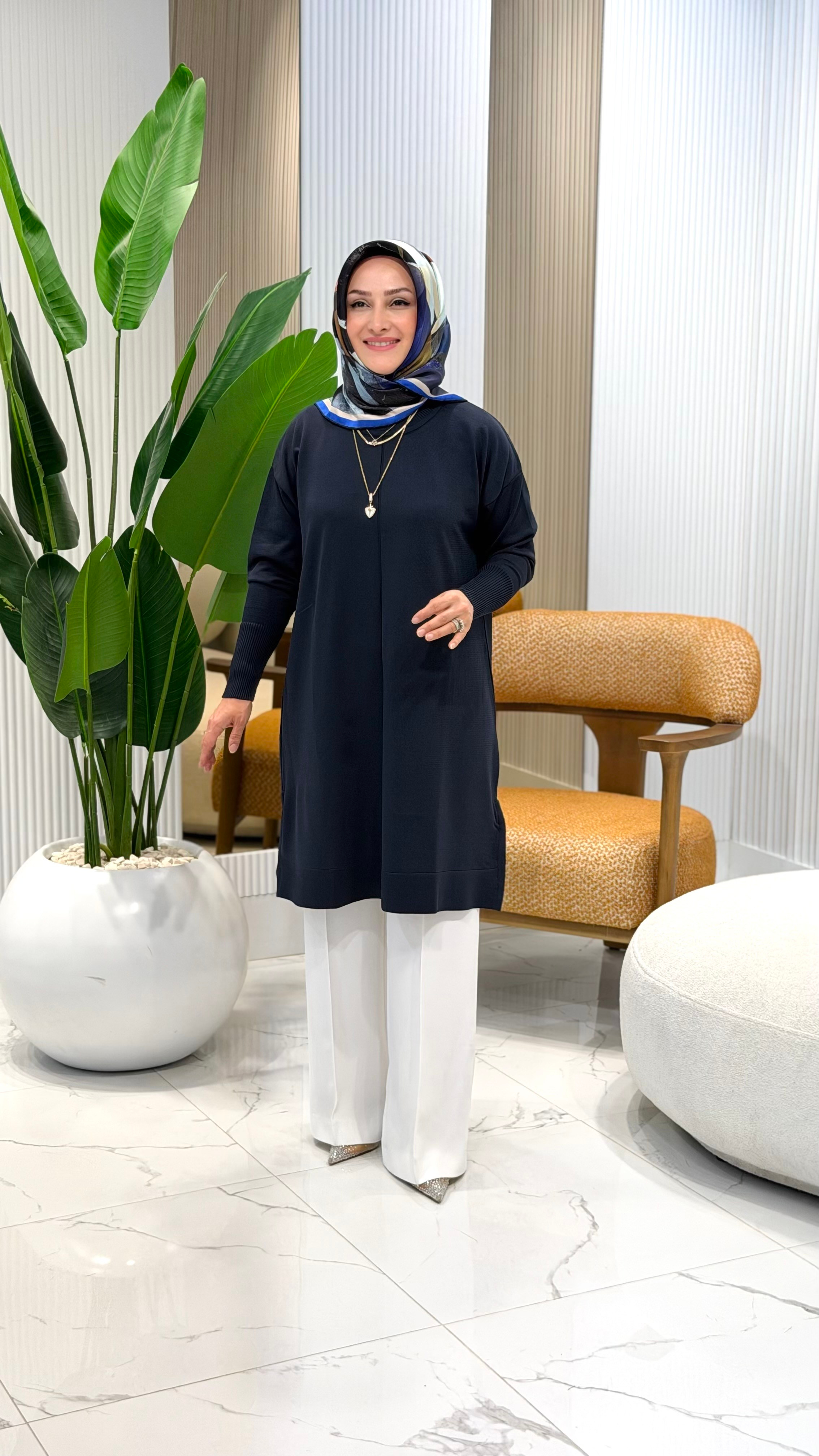KADO YAN FERMUAR DETAYLI TUNİK 2725013 - LACİVERT
