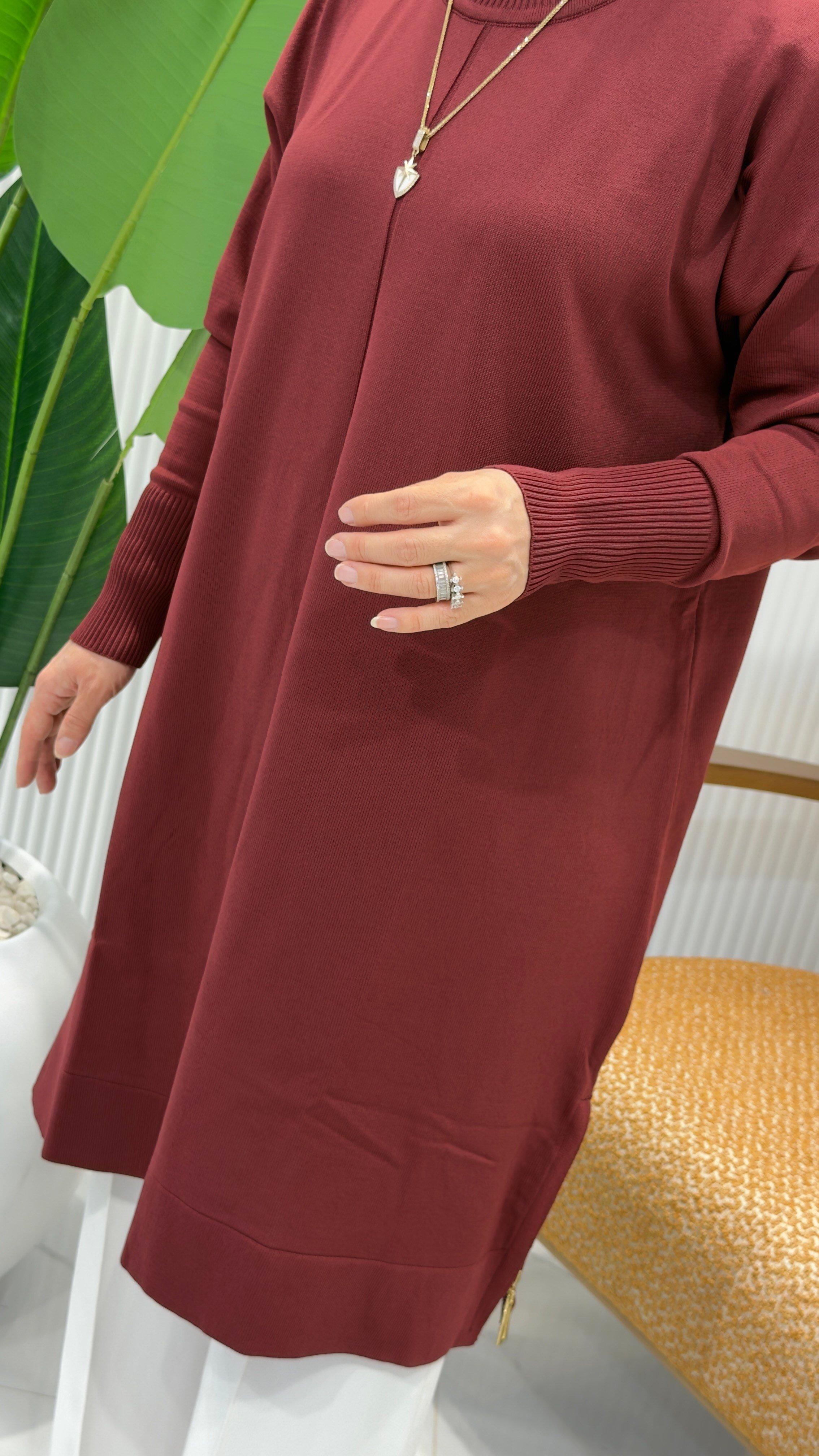KADO YAN FERMUAR DETAYLI TUNİK 2725013 - BORDO