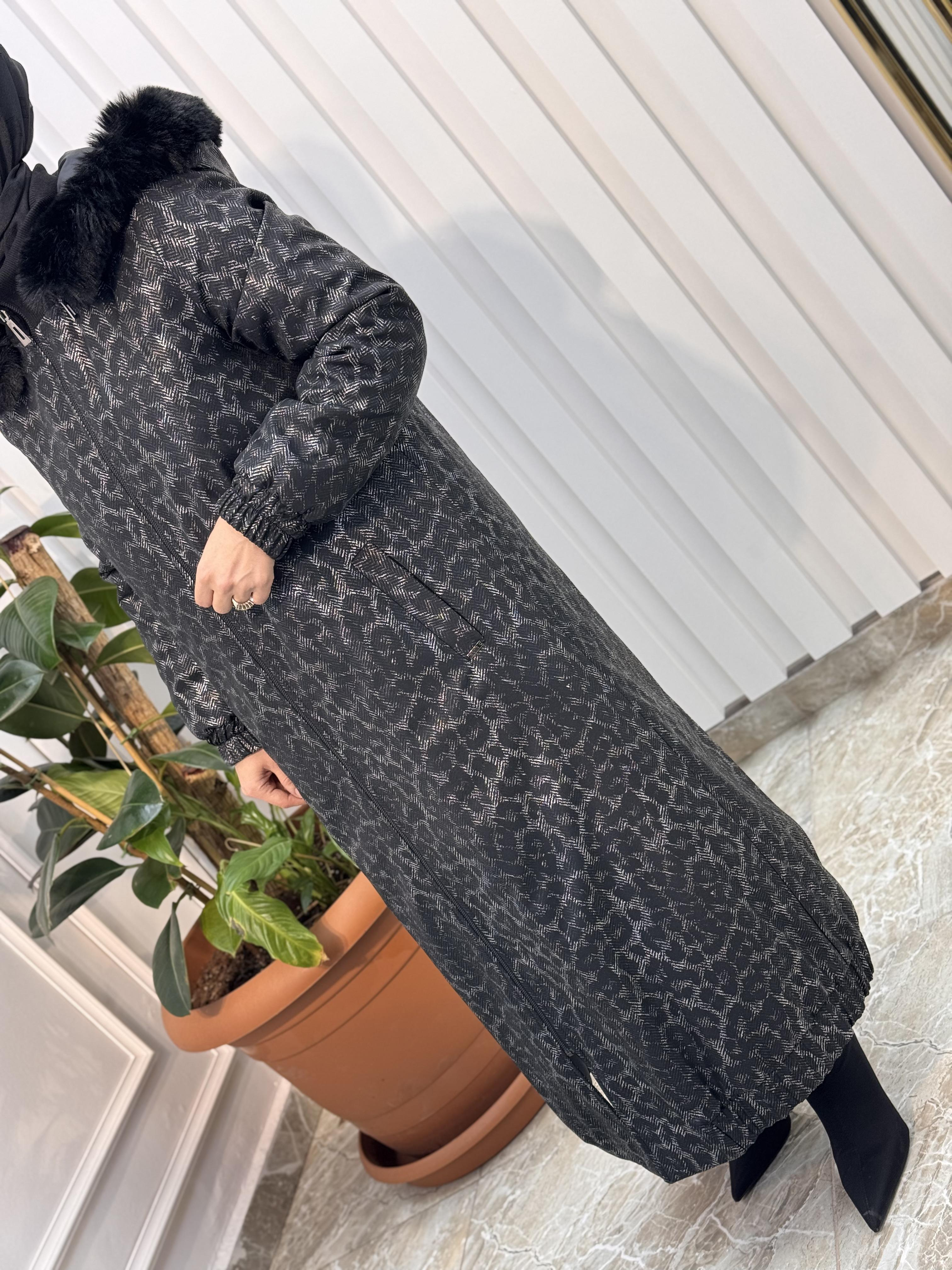 KAYRA LEOPAR DESEN SUNİ KÜRKLÜ MONT