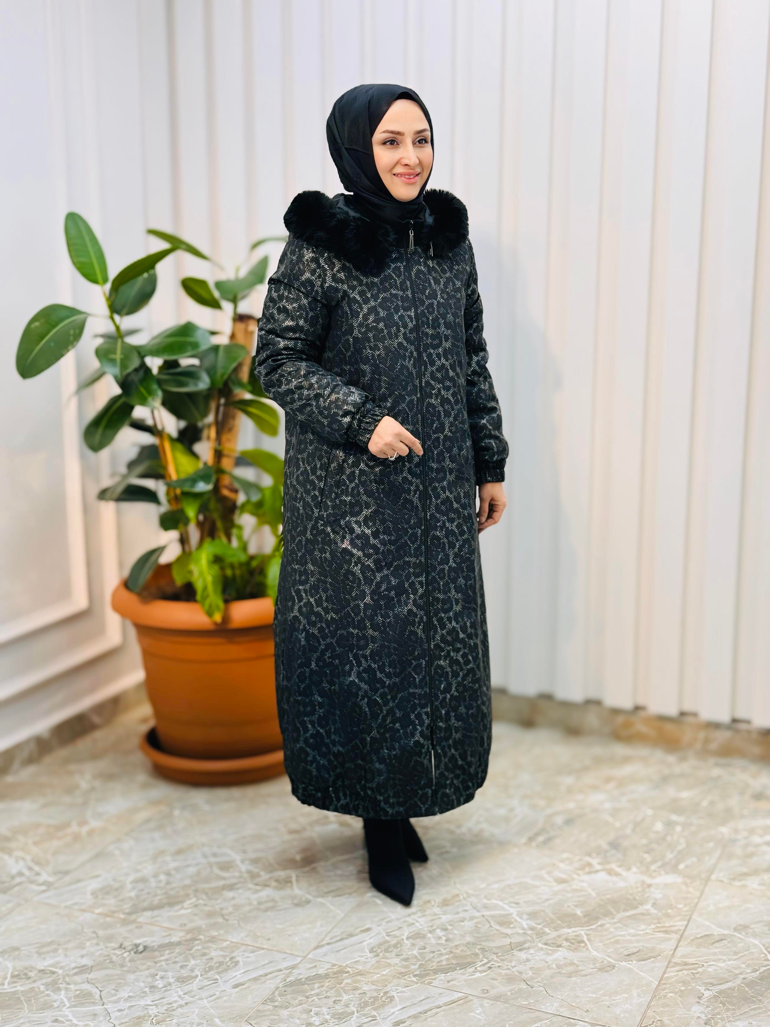 KAYRA LEOPAR DESEN SUNİ KÜRKLÜ MONT