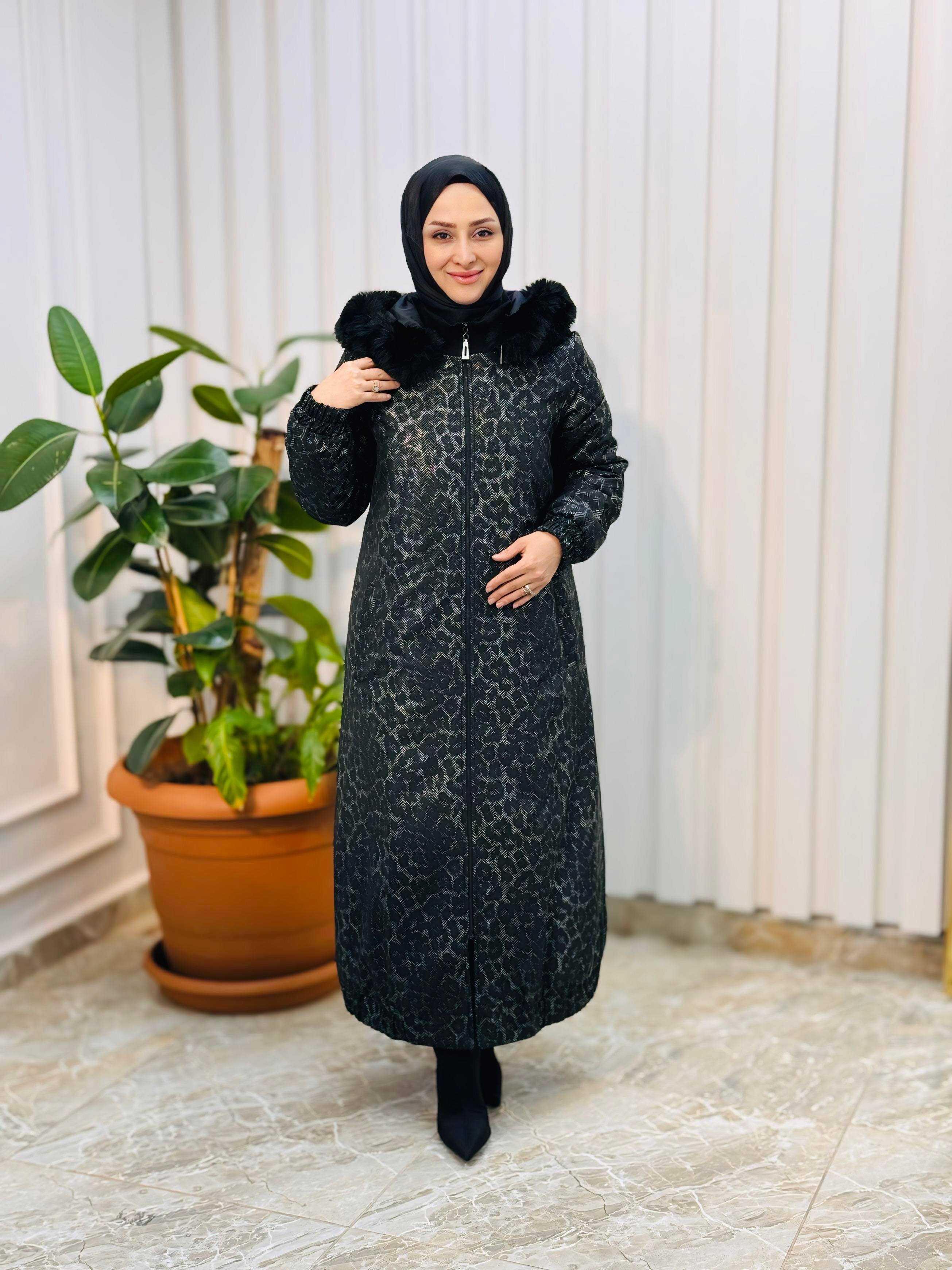 KAYRA LEOPAR DESEN SUNİ KÜRKLÜ MONT