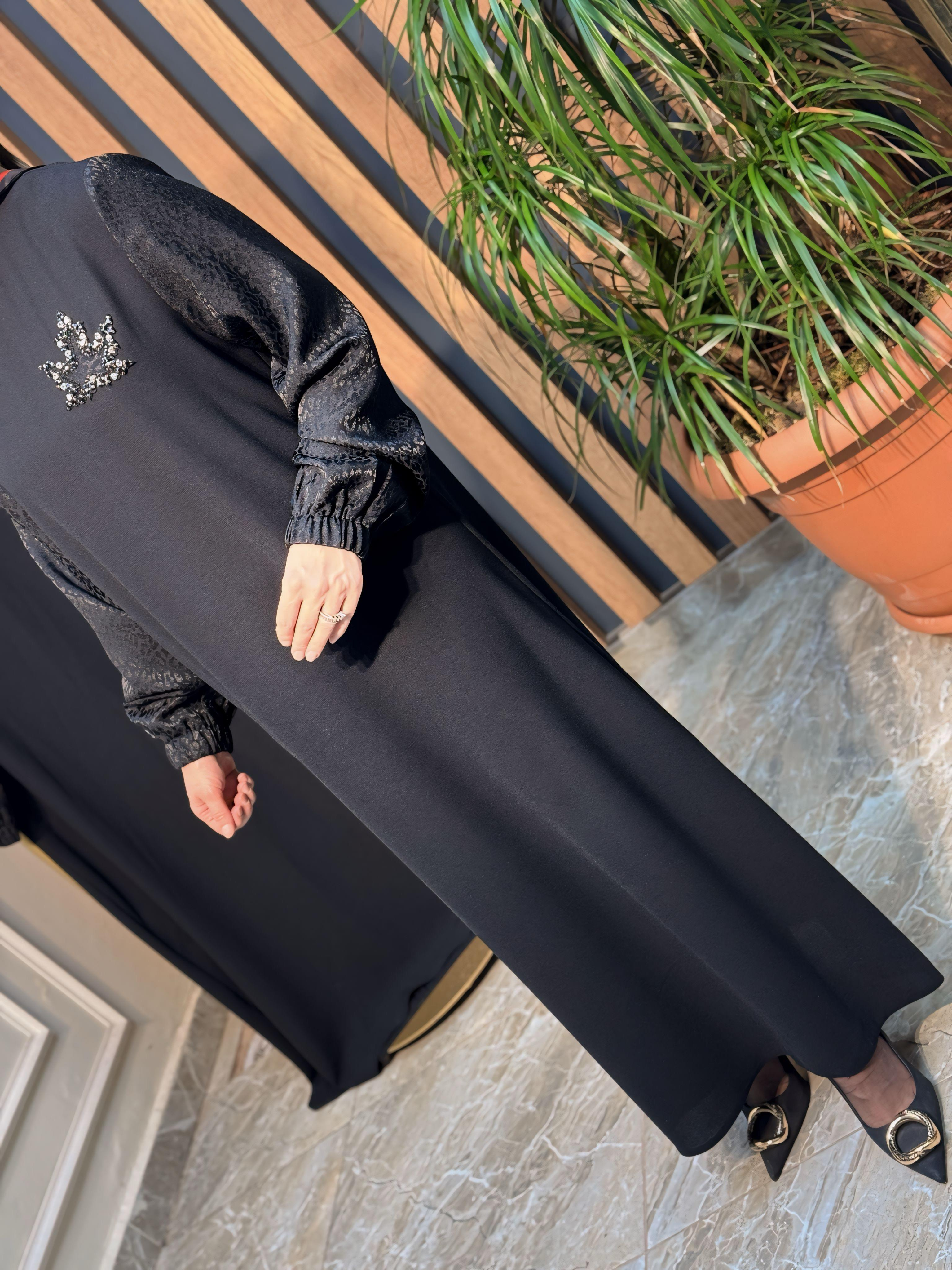 KOLLARI LEOPAR DETAYLI ELBİSE -4206