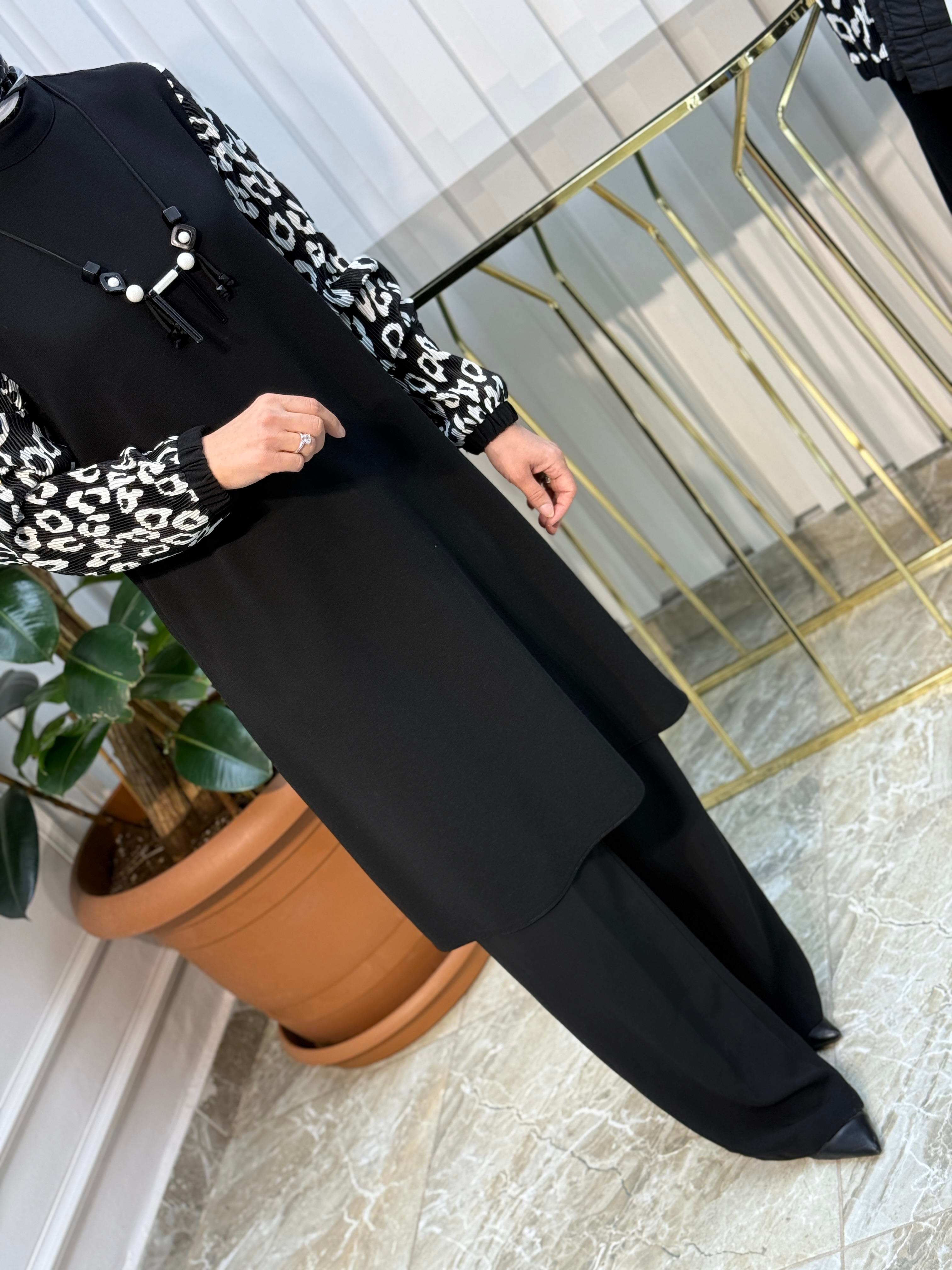 KOLU PİLLİSELİ LEOPAR TUNİK HAYA-1528