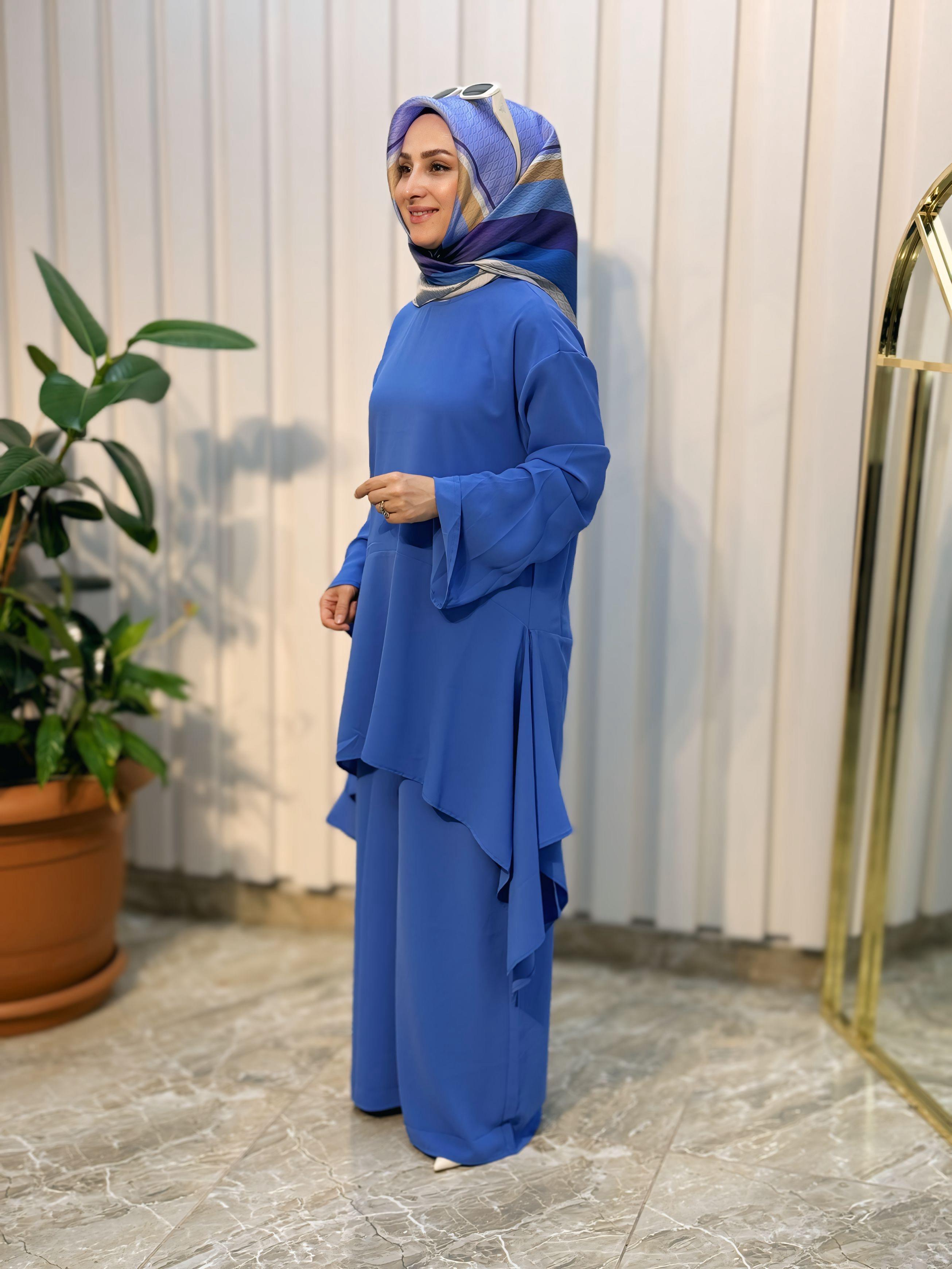 KREP KUMAŞ PANTOLONLU TAKIM -0017