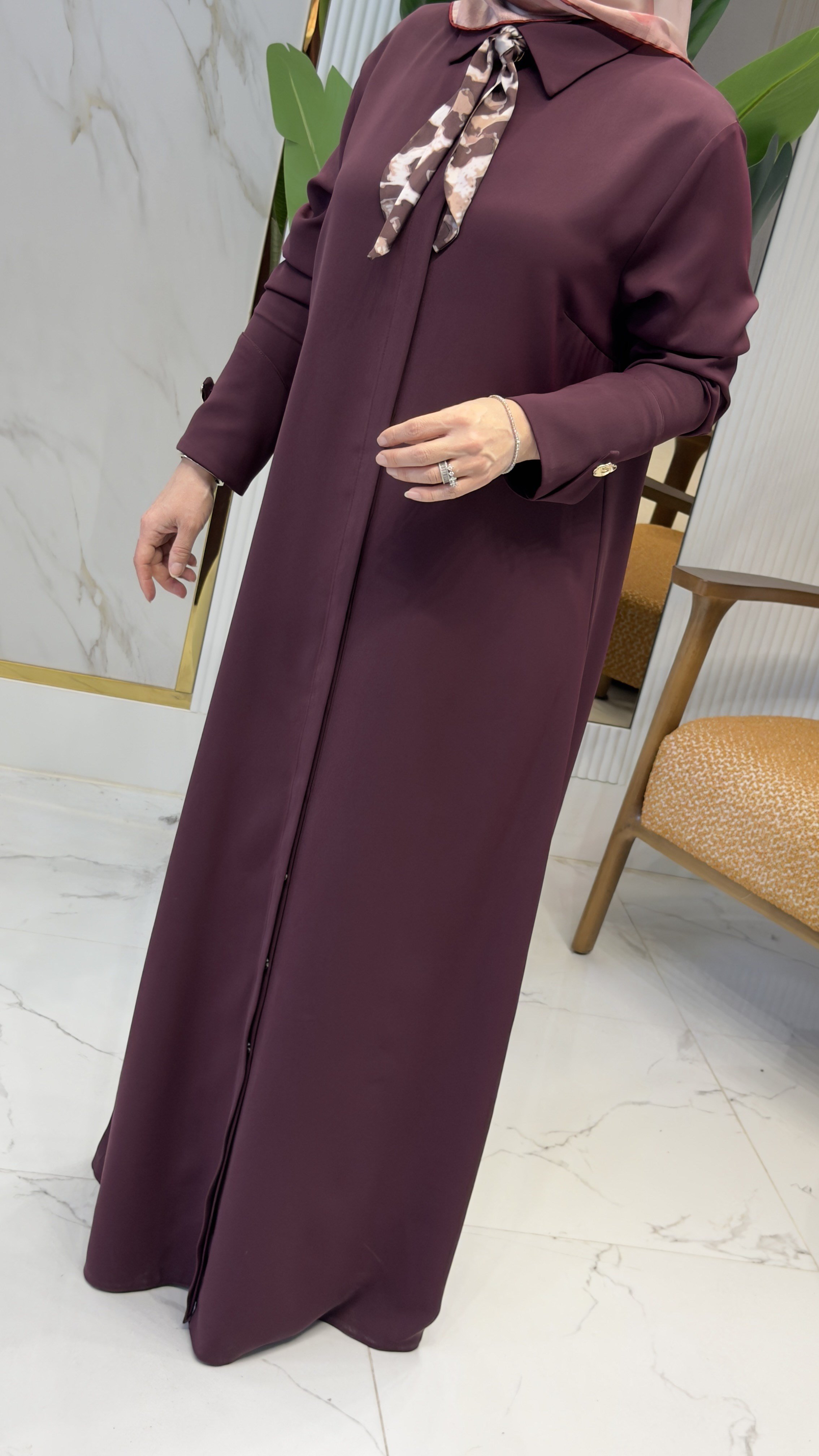 NAR-I AŞK FULARLI UZUN TUNİK 1085 - MÜRDÜM