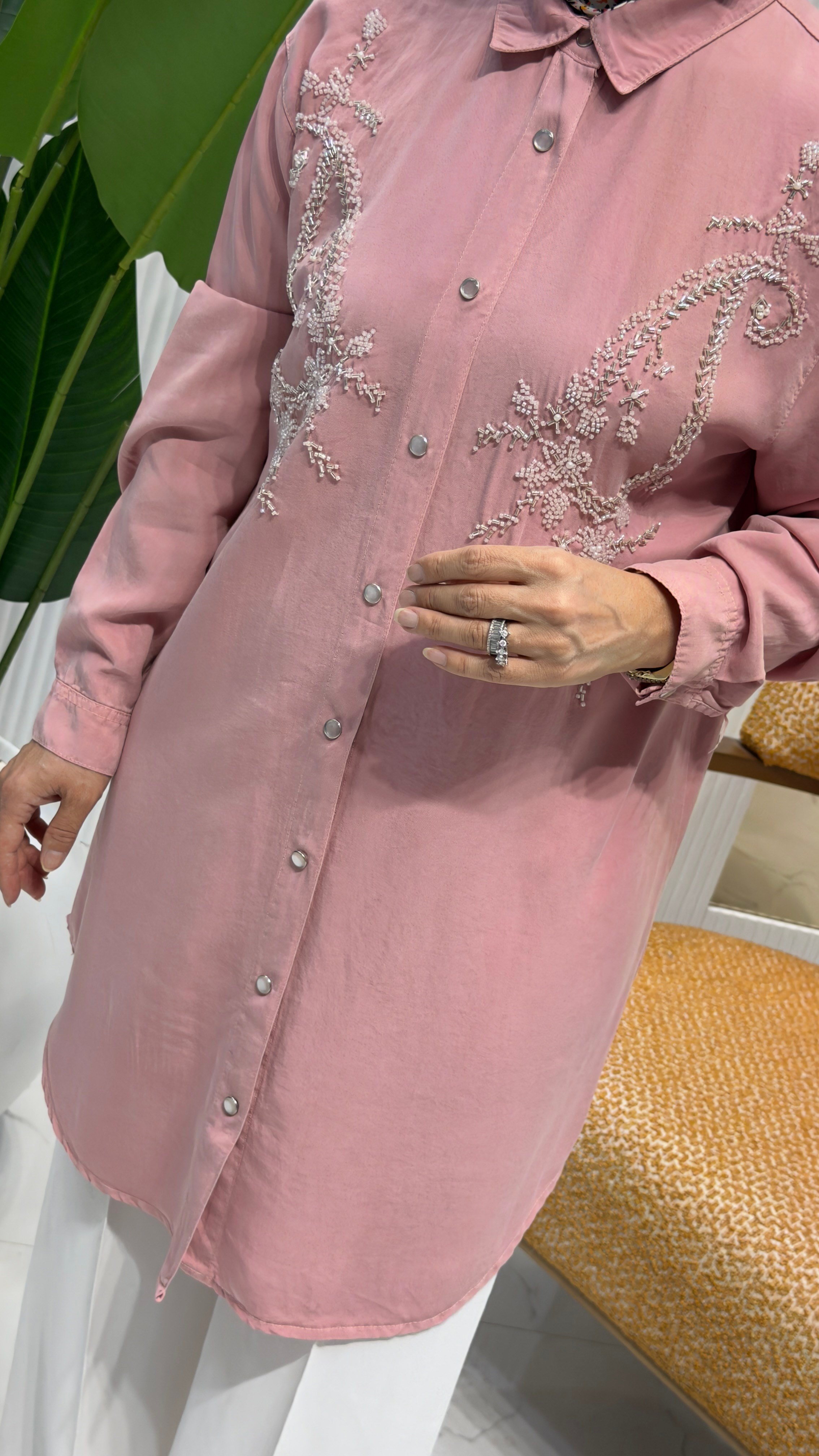 NOSHE TENSEL GÖMLEK PEMBE 4682