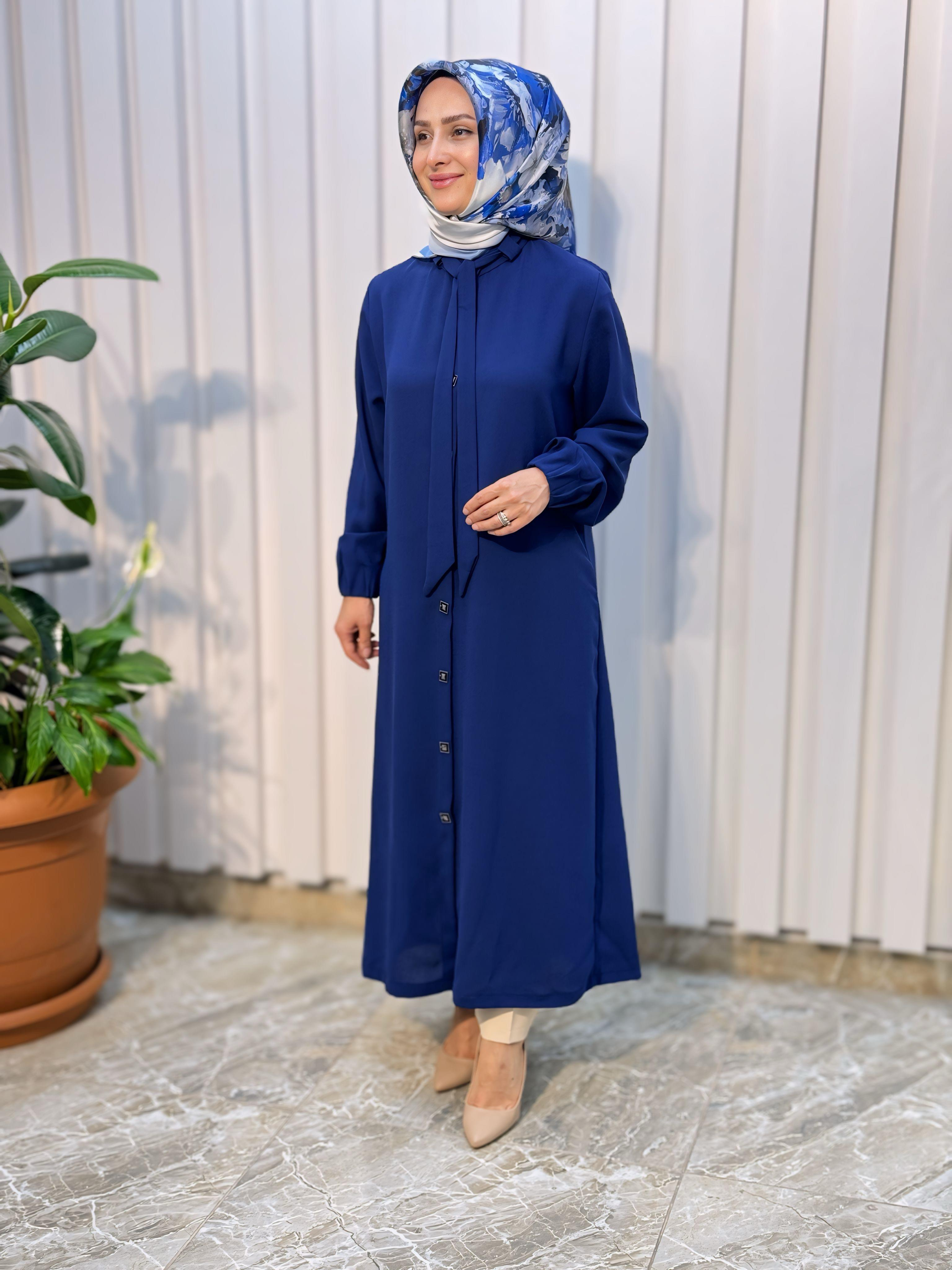 ÖNÜ ÇIT ÇITLI YAKASI FULAR DETAYLI GİY-ÇIK -4125