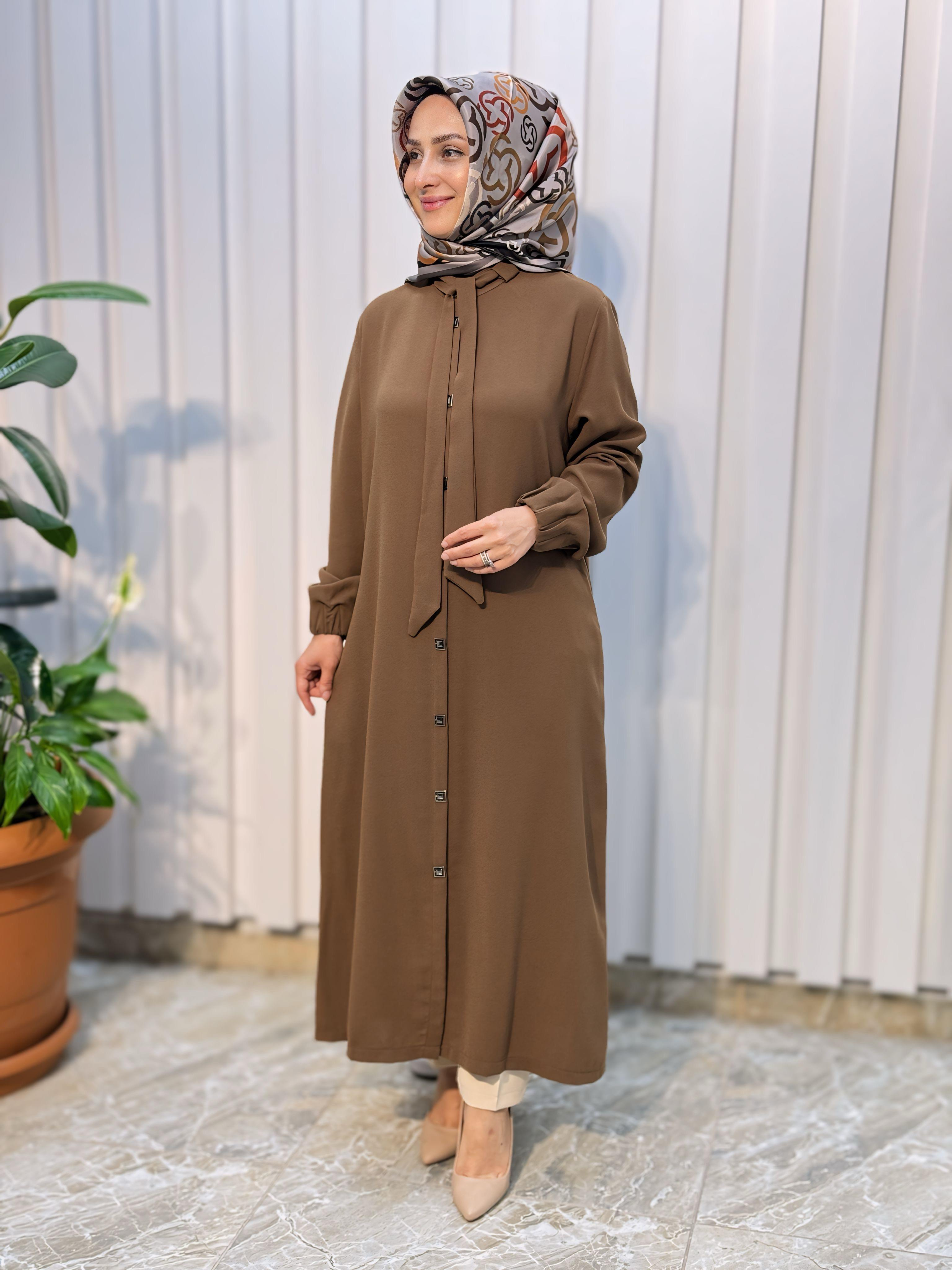 ÖNÜ ÇIT ÇITLI YAKASI FULAR DETAYLI GİY-ÇIK -4125