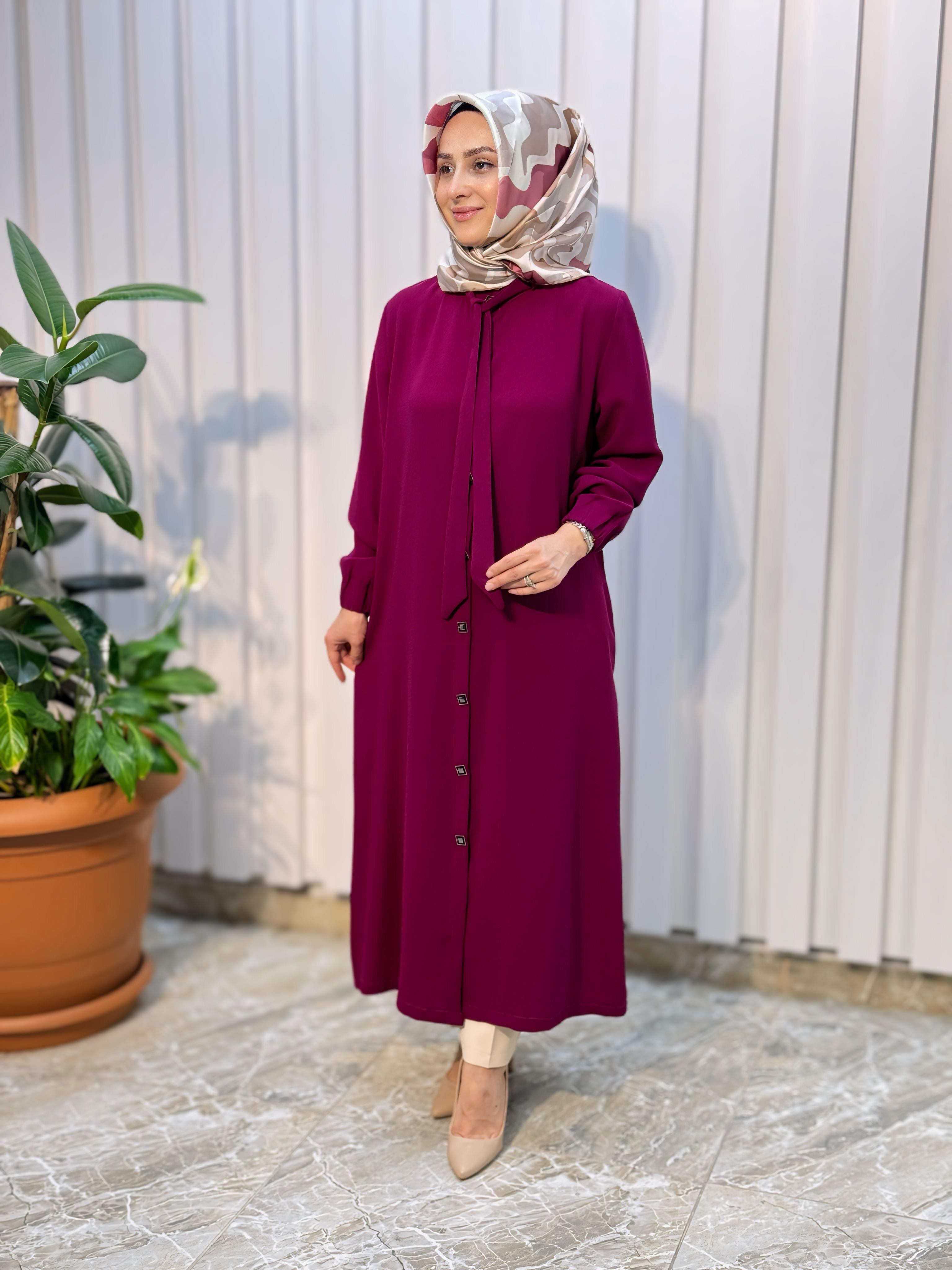 ÖNÜ ÇIT ÇITLI YAKASI FULAR DETAYLI GİY-ÇIK -4125