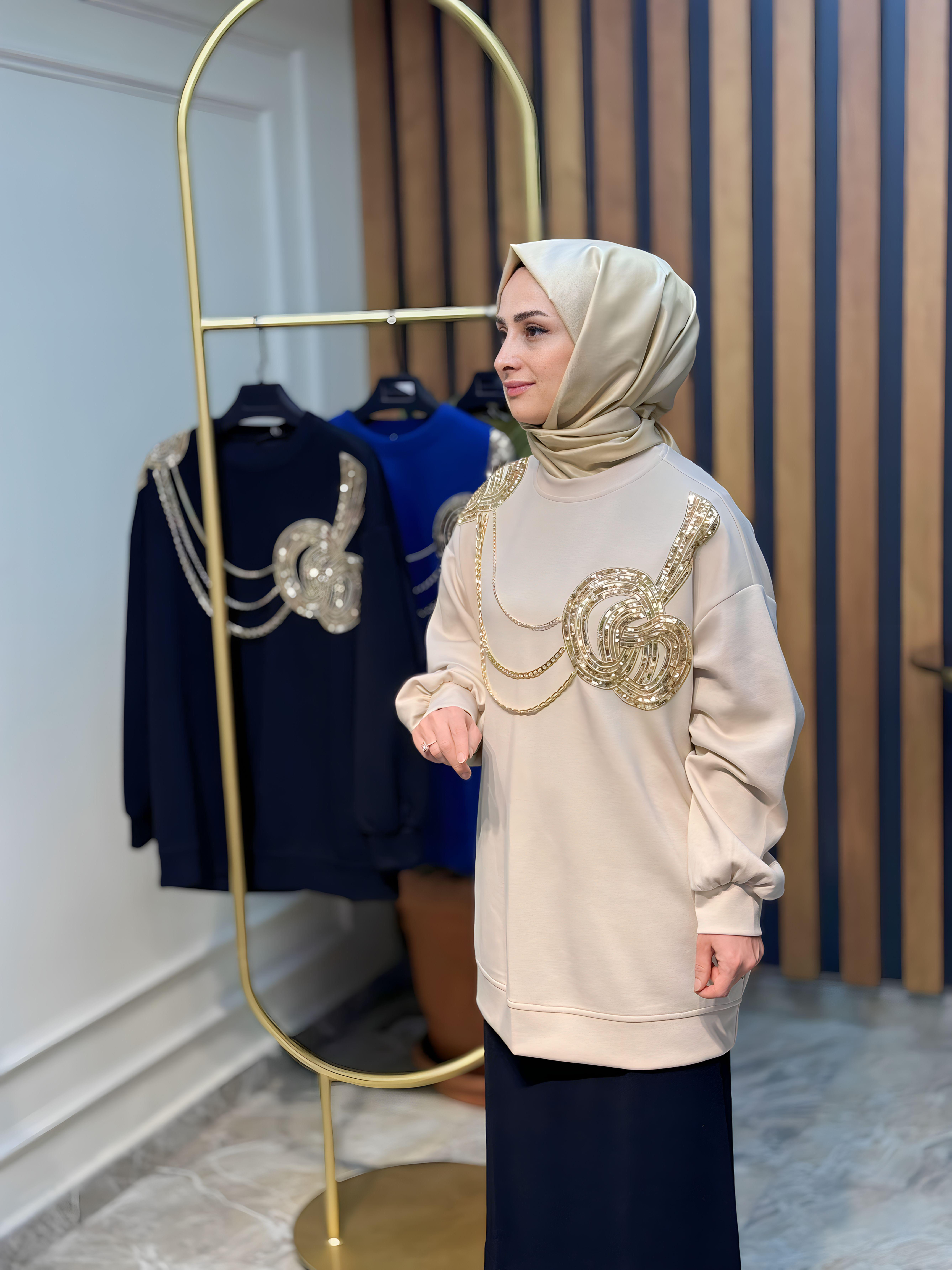 PAYET NAKIŞLI ZİNCİRLİ SWEAT-1622