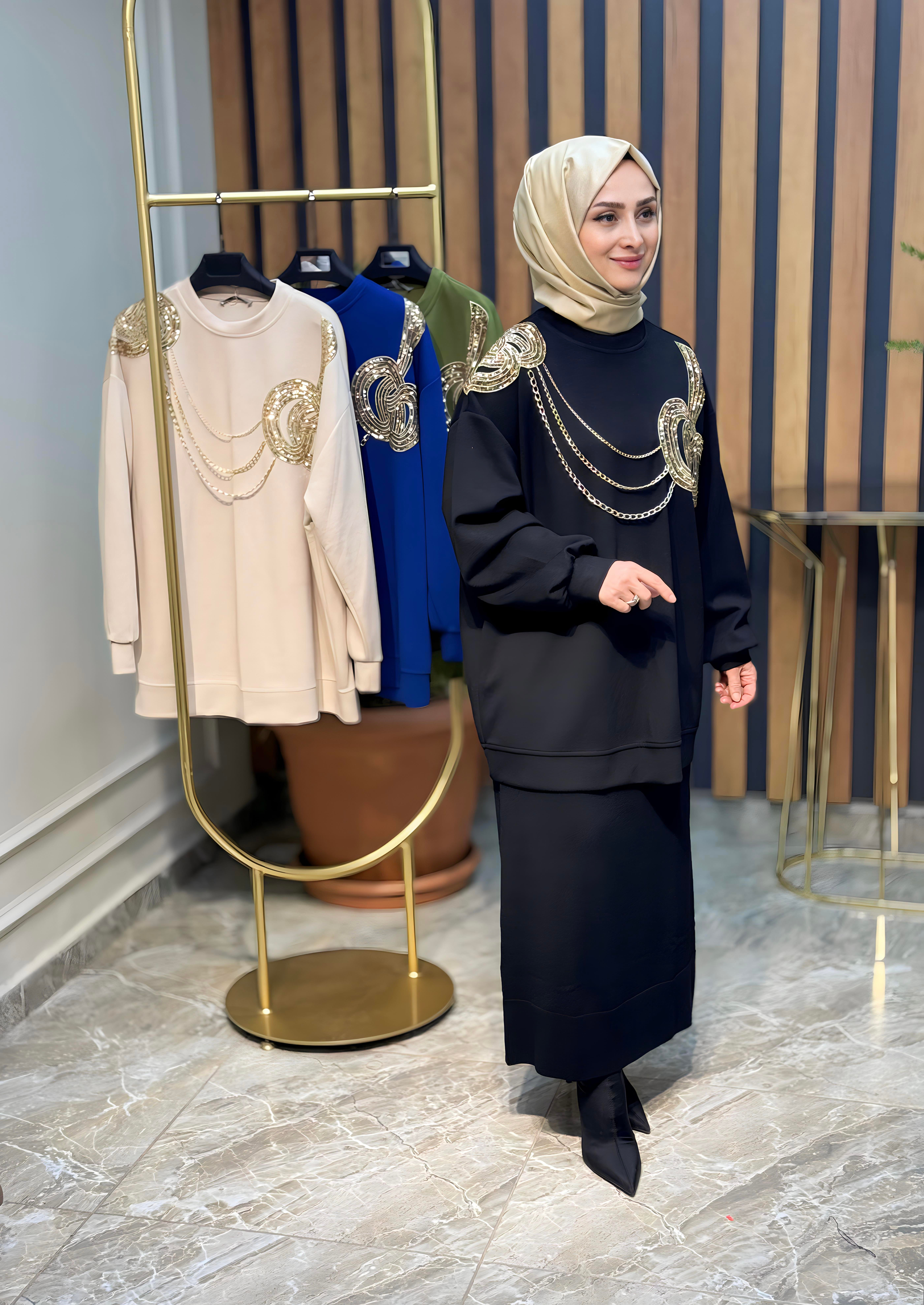 PAYET NAKIŞLI ZİNCİRLİ SWEAT-1622