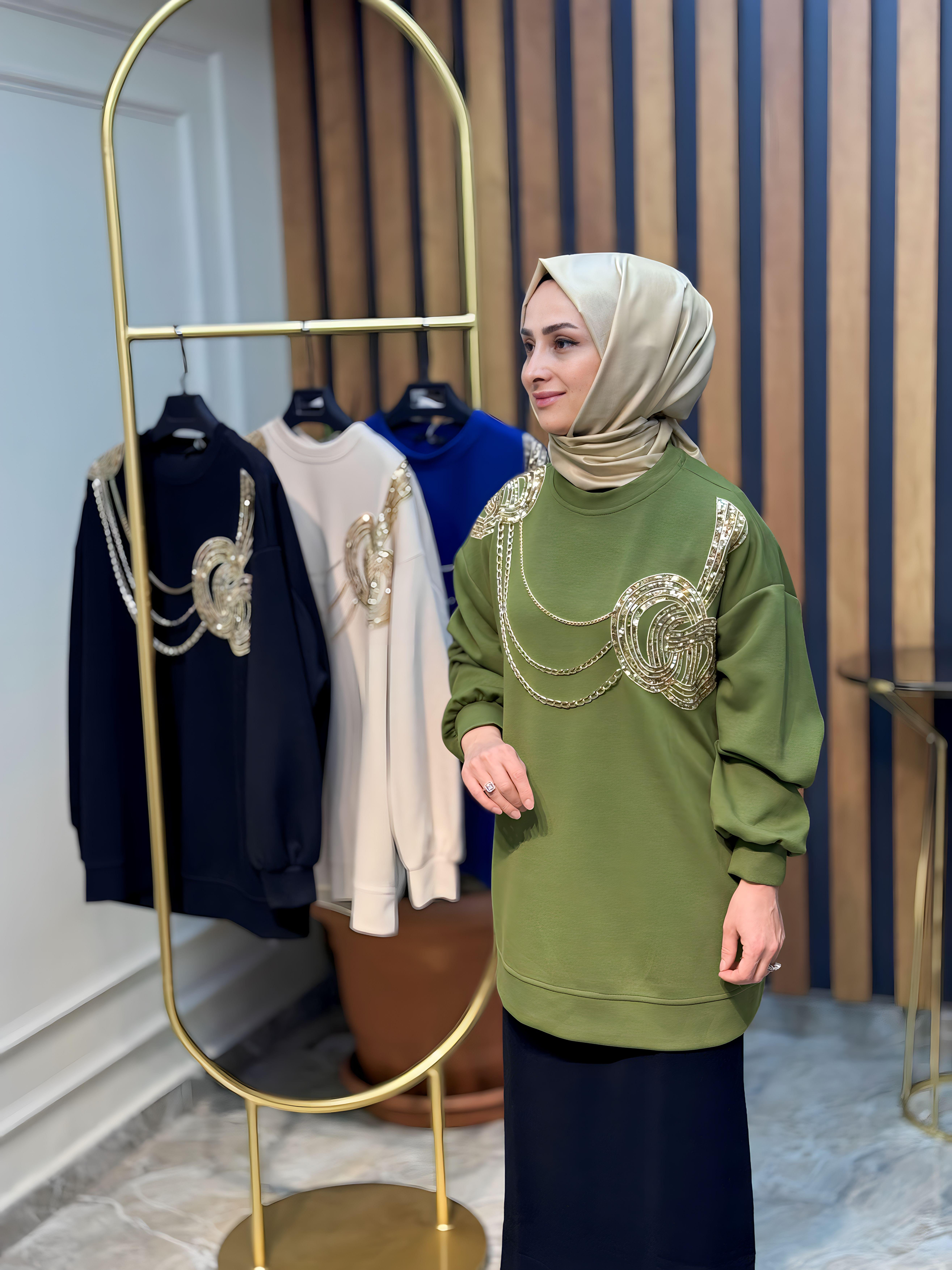 PAYET NAKIŞLI ZİNCİRLİ SWEAT-1622