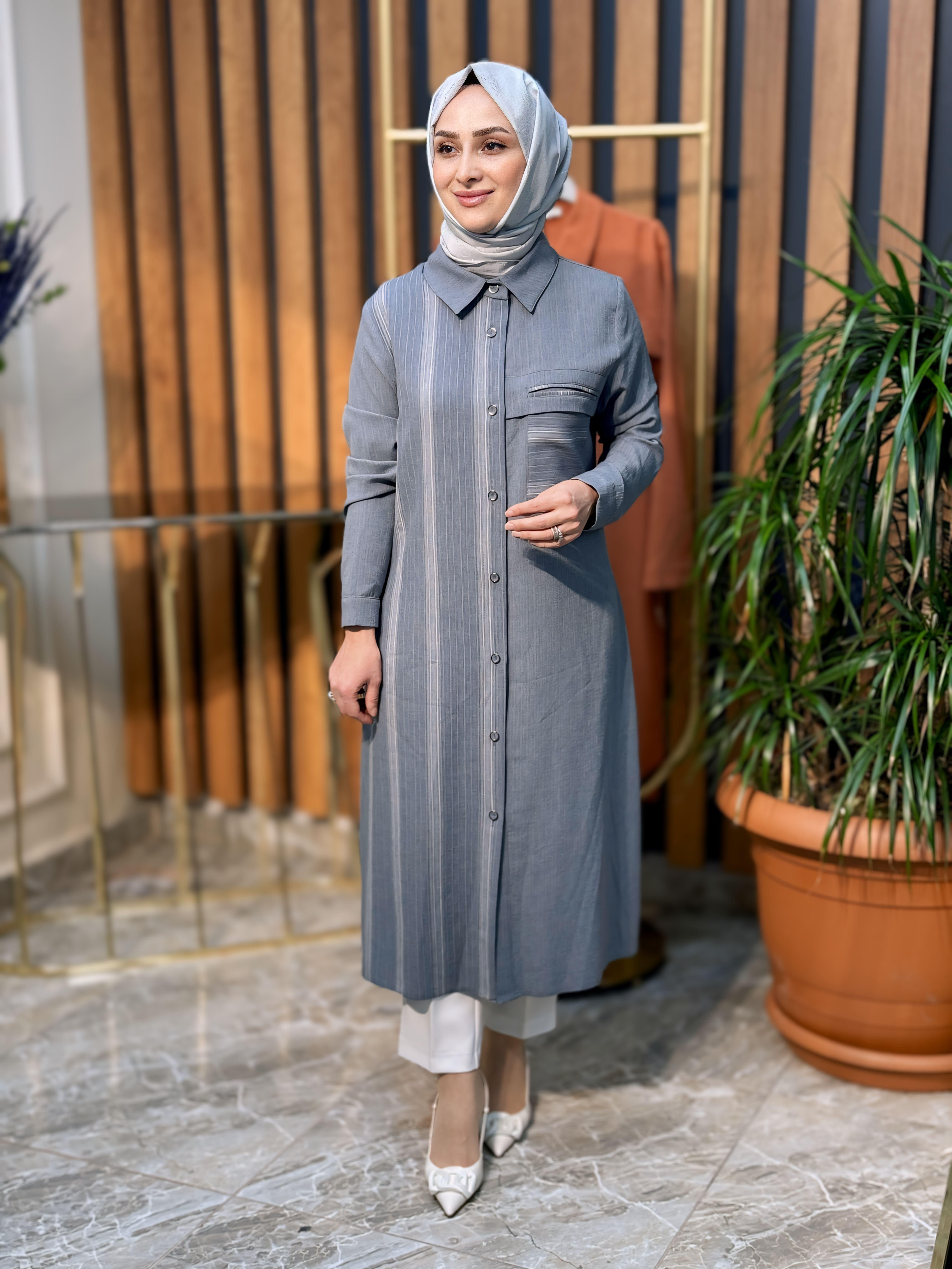 QETENN CEPLİ ÇİZGİLİ TUNİK 2810