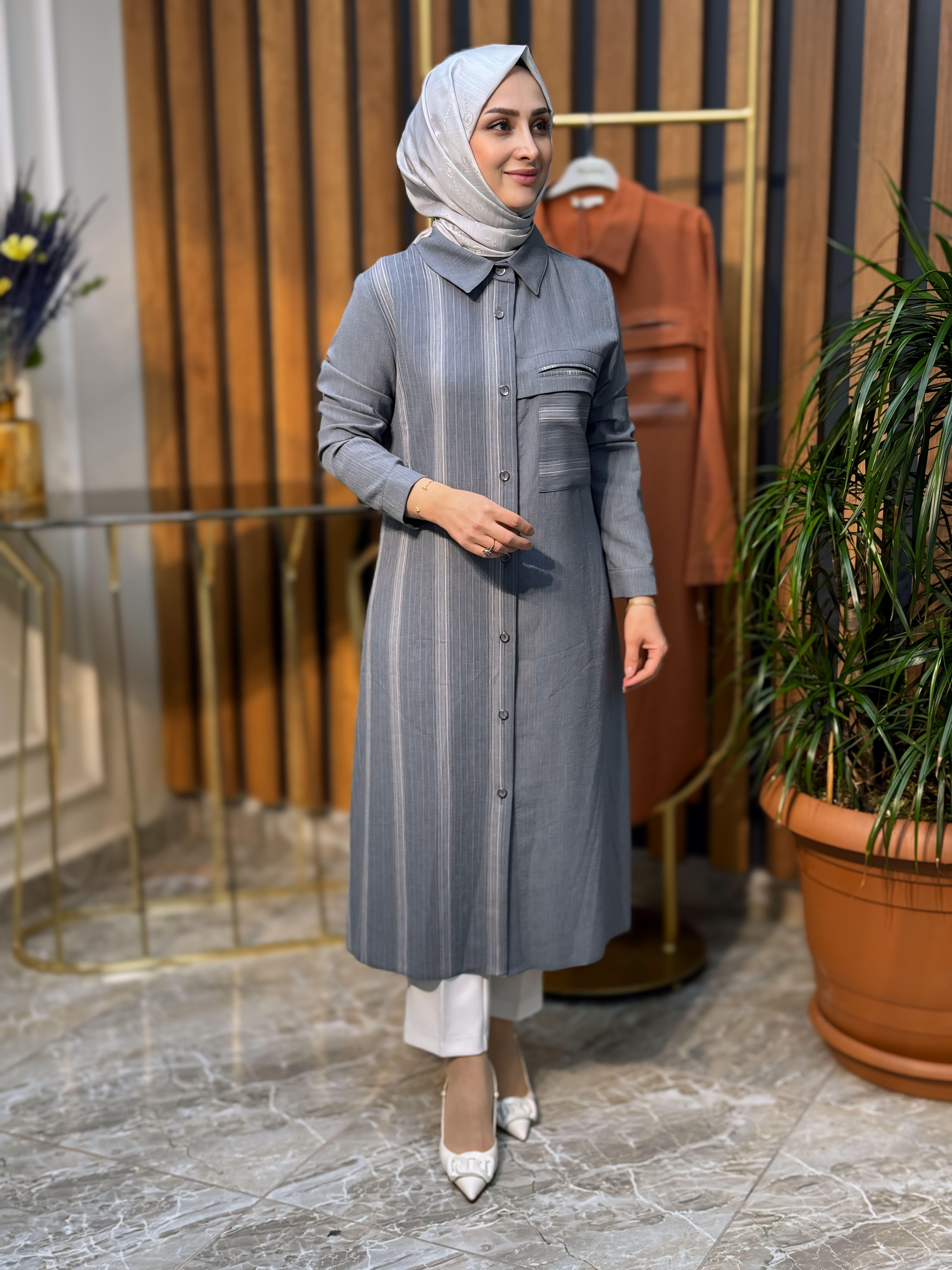 QETENN CEPLİ ÇİZGİLİ TUNİK 2810