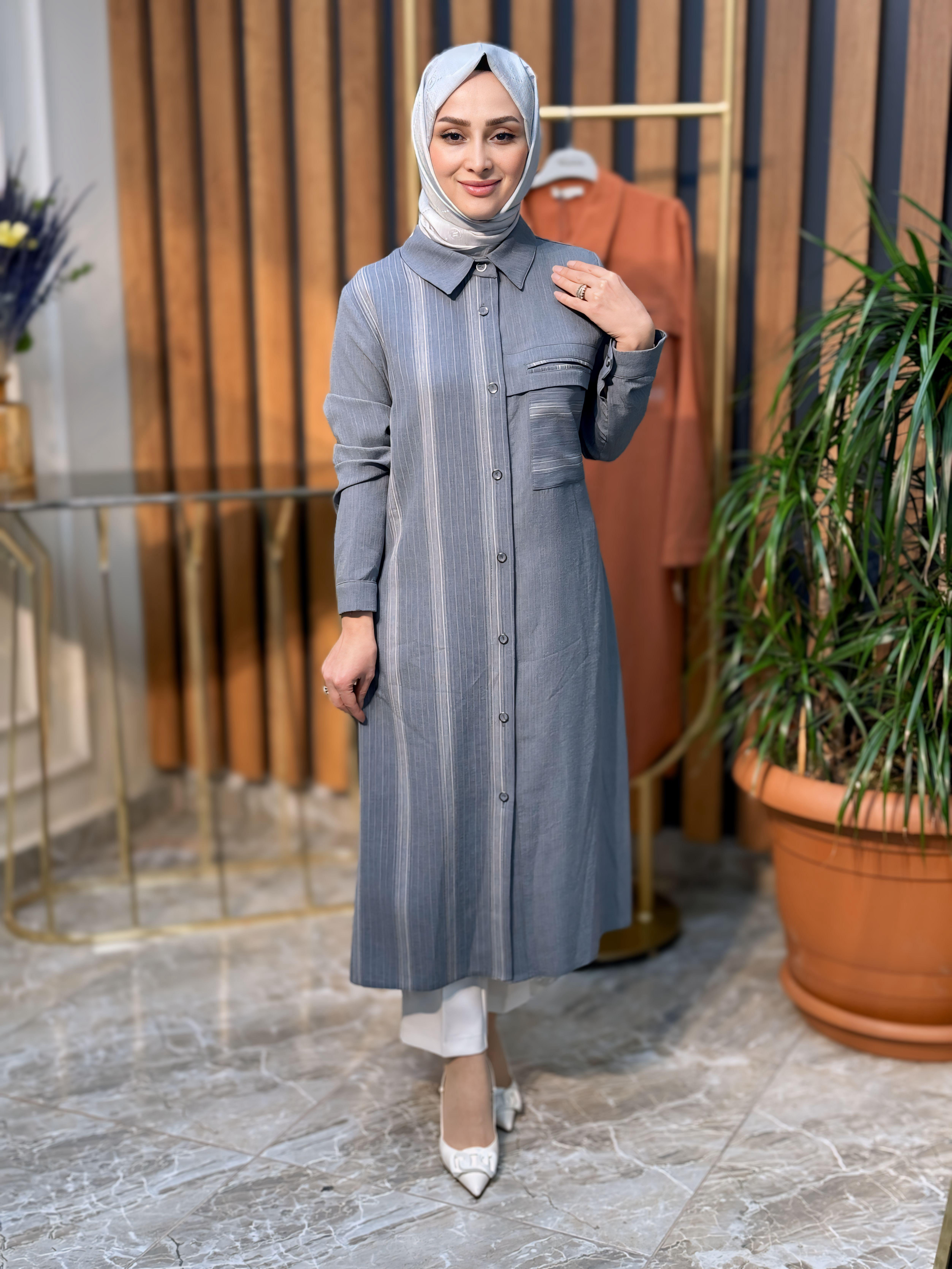 QETENN CEPLİ ÇİZGİLİ TUNİK 2810