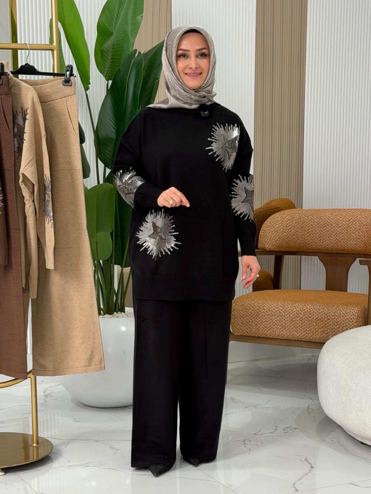 SOFF PUL İŞLEME DETAYLI TAKIM SİYAH-5146