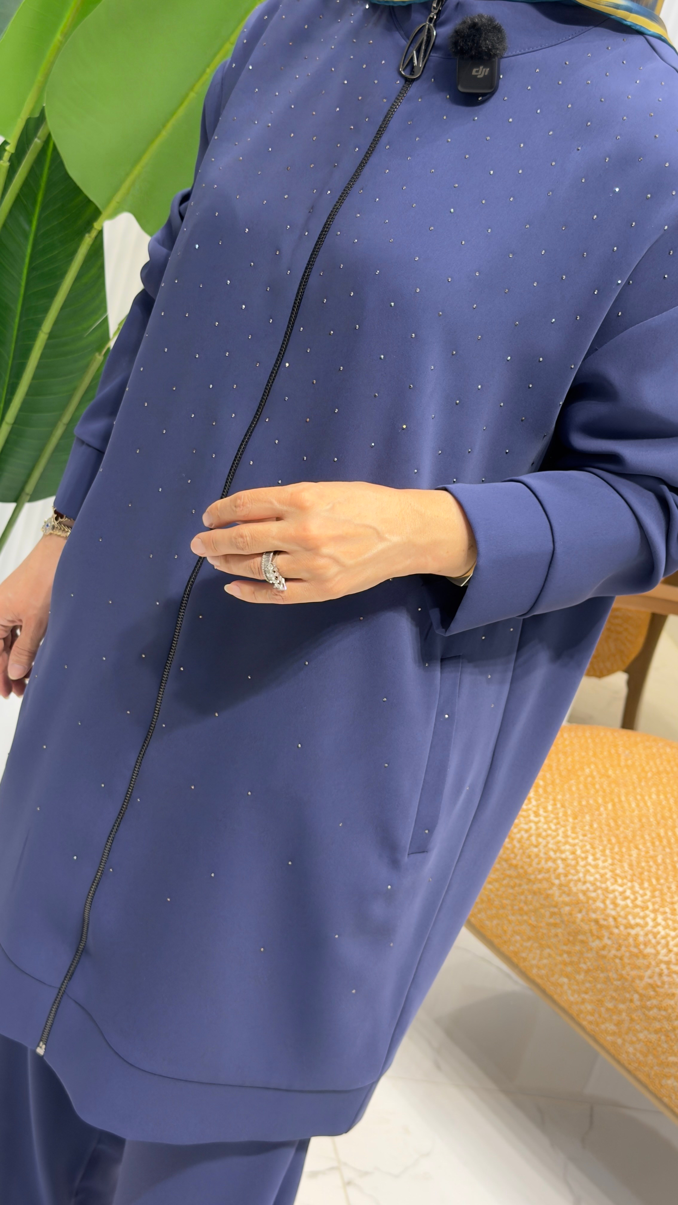 TAŞ DETAYLI FERMUARLI PANTOLONLU İKİLİ TAKIM LACİVERT 26YT625