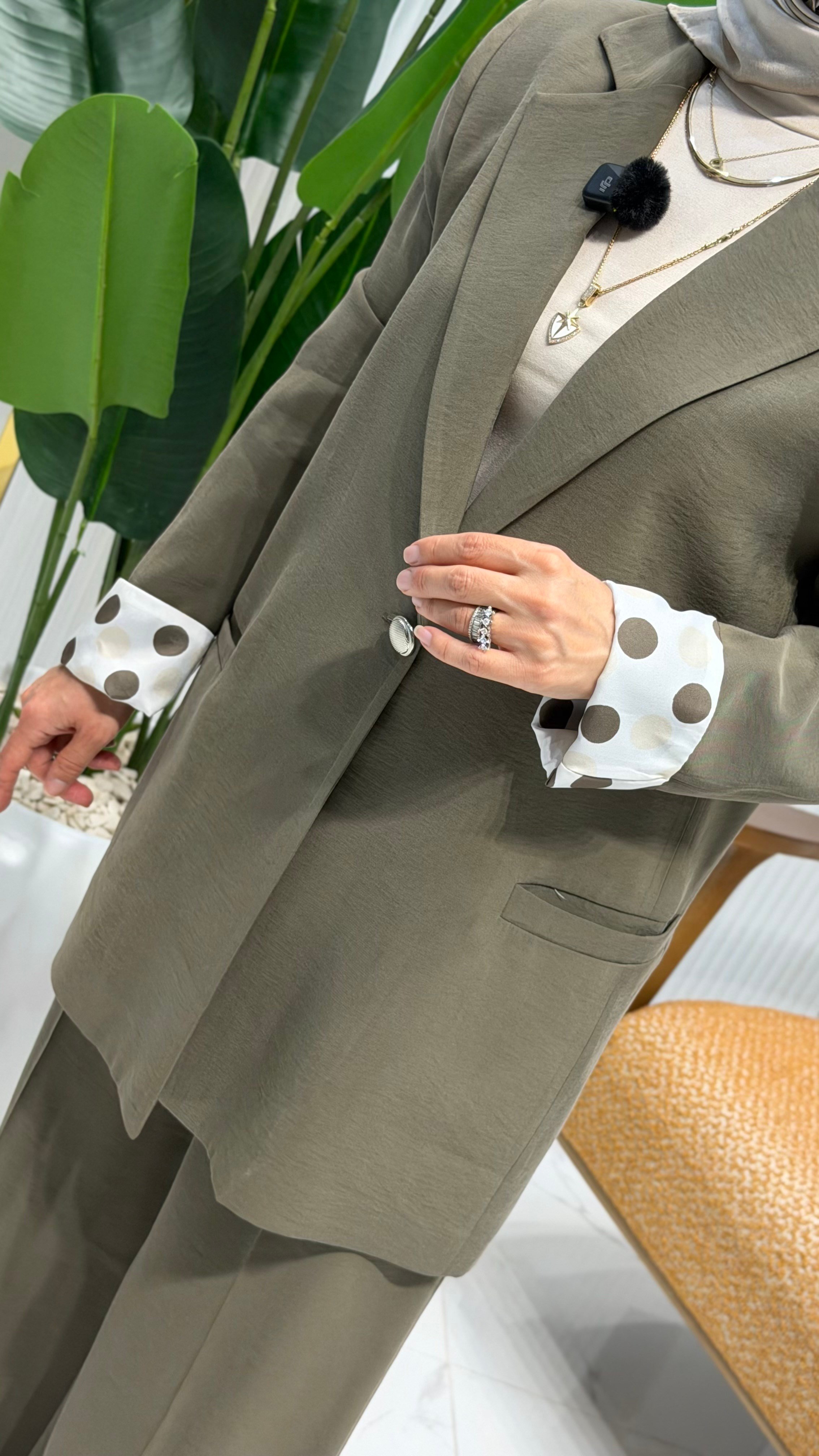 TIĞ TRİKO PUANTİYELİ BLAZER TAKIM HAKİ - 5134