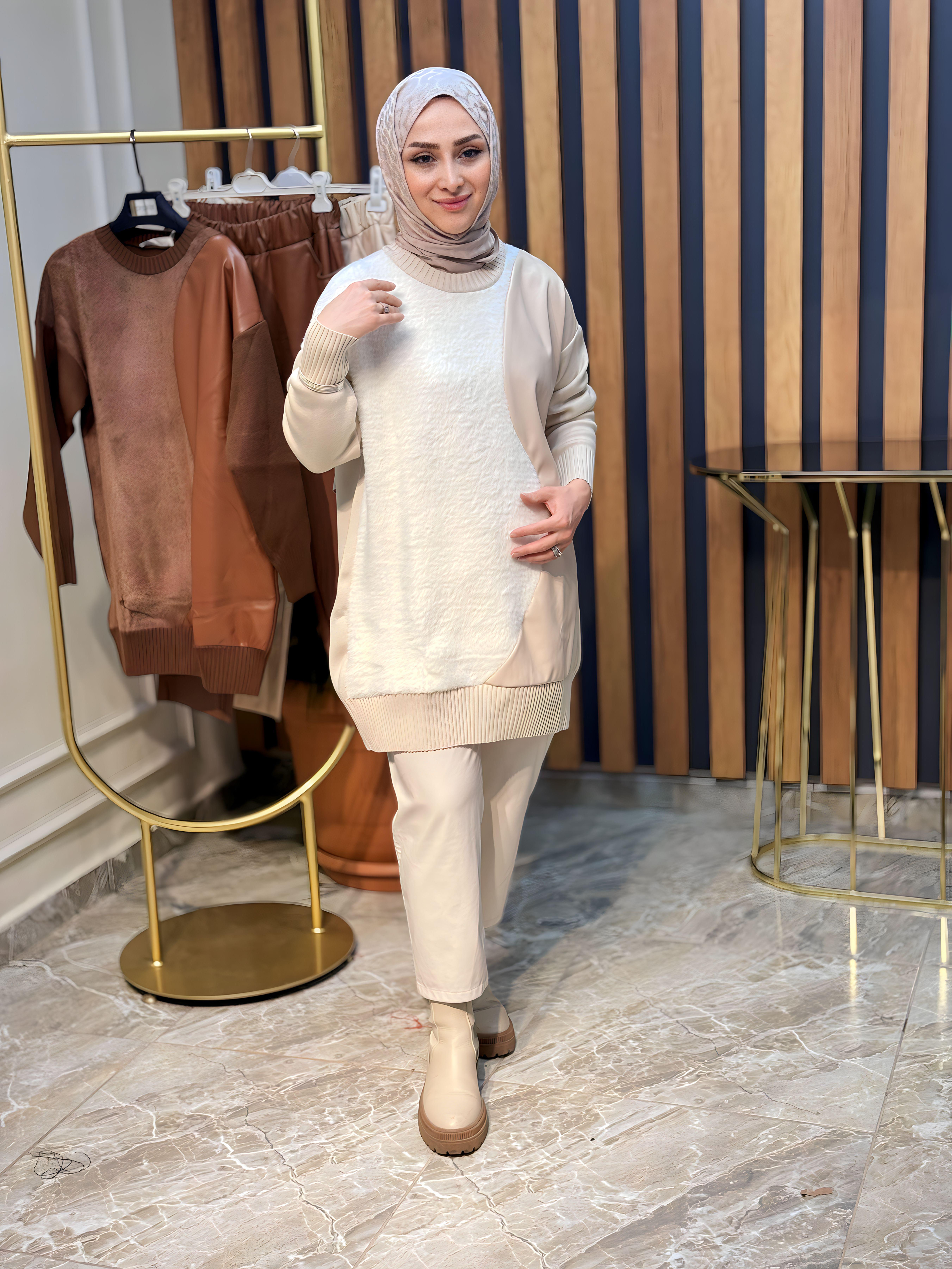 TIĞTRİKO DERİ DETAYLI TRİKO TUNİK-21416