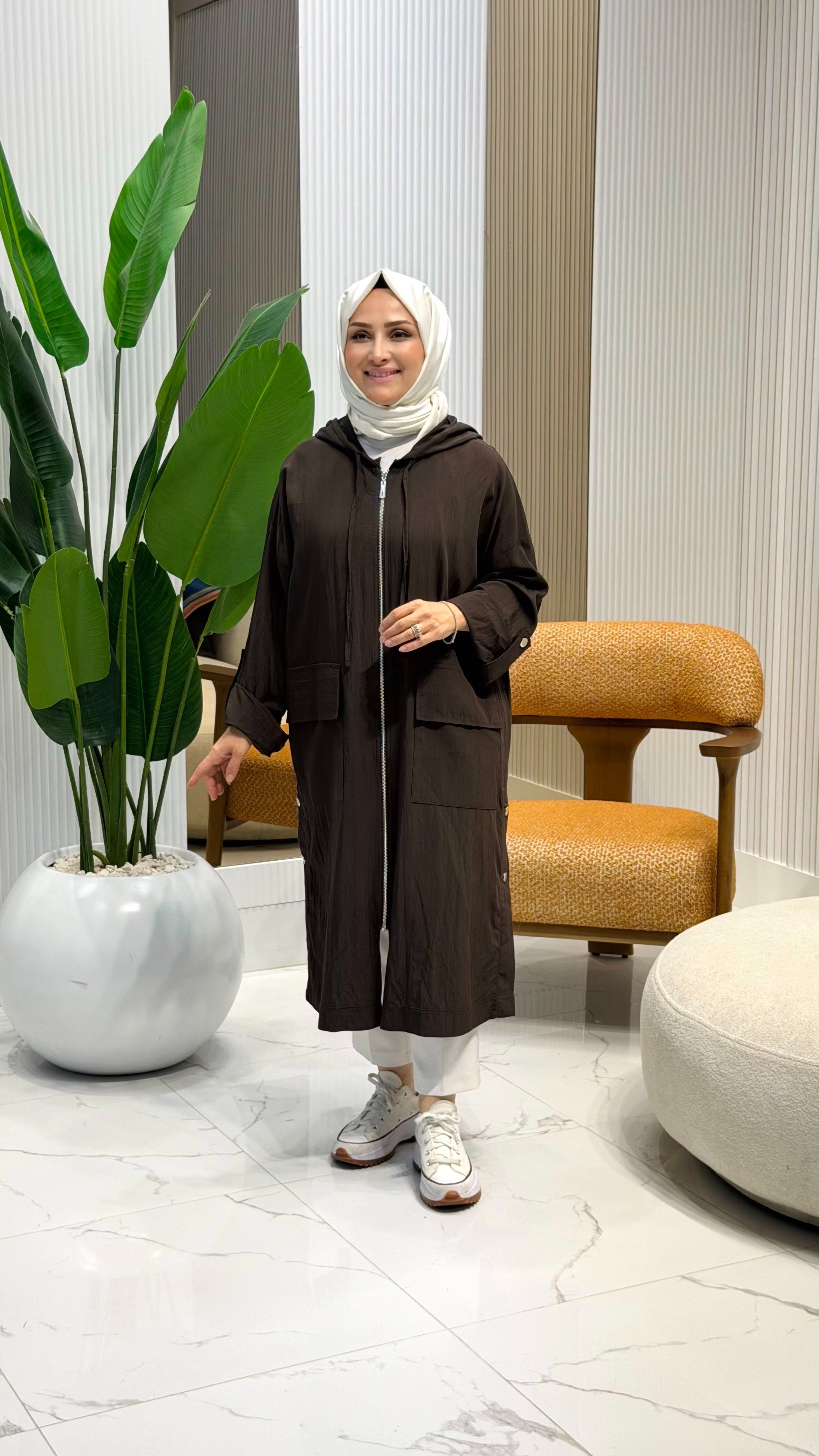 YANLARI ÇITÇITLI OVERSİZE KAP KAHVE 37444