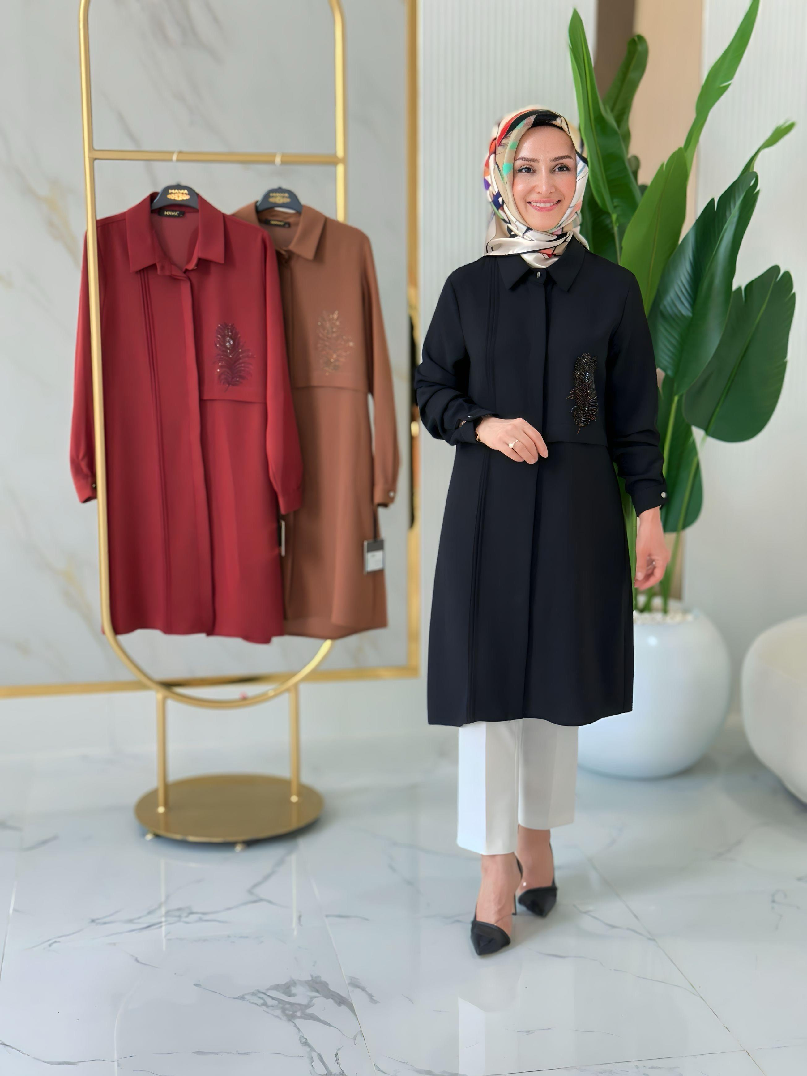 YAPRAK TAŞLI TUNİK- 1592